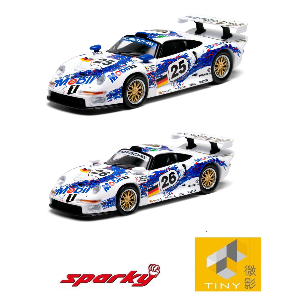 SPARKY x TINY 1/64 Sparky x Tiny 1/64 Porsche 911 GT1 2-car