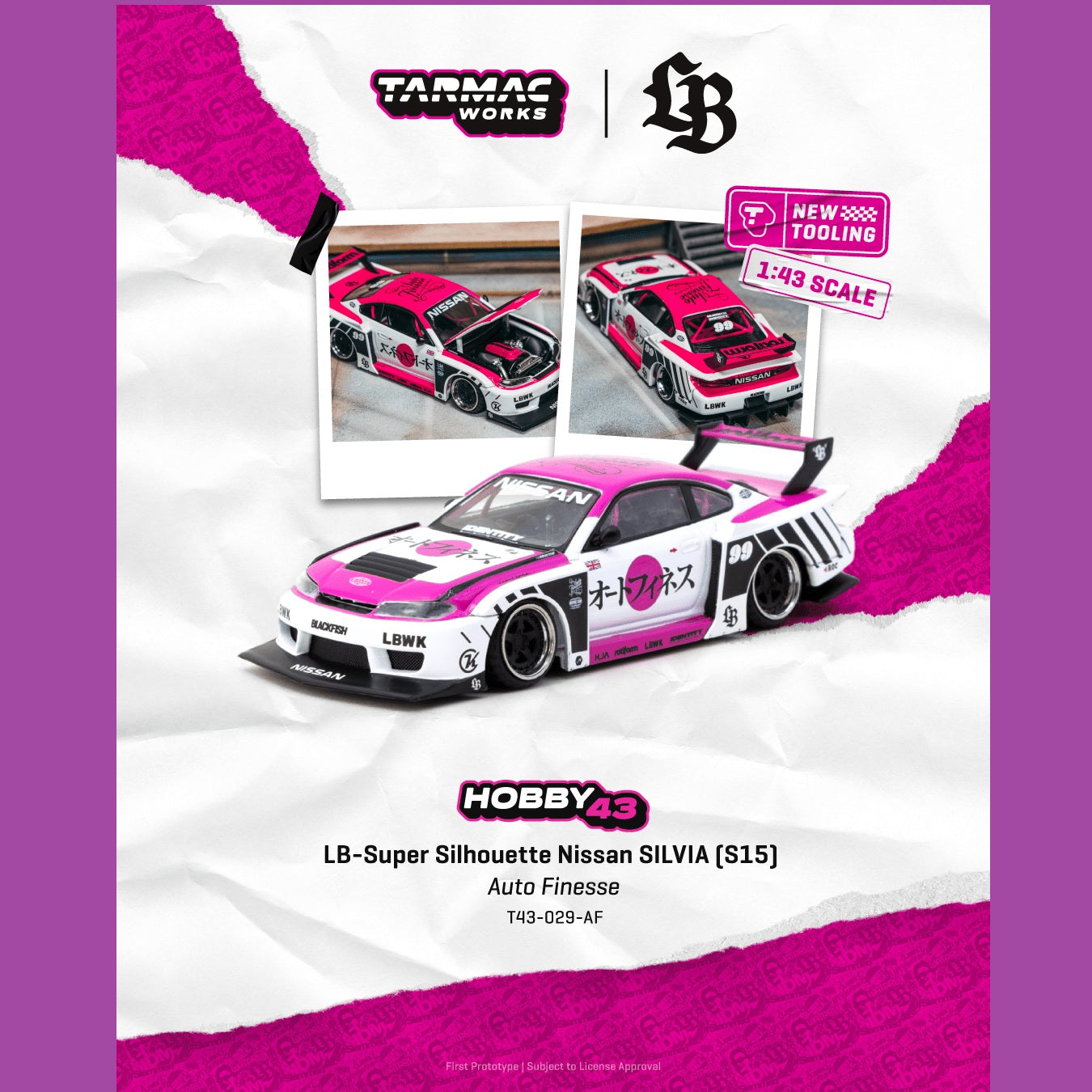 PREORDER TARMAC WORKS HOBBY43 1/43 LB-Super Silhouette Nissan SILVIA (S15) Auto Finesse T43-029-AF (Approx. Release Date : APR 2026 subject to manufacturer's final decision)