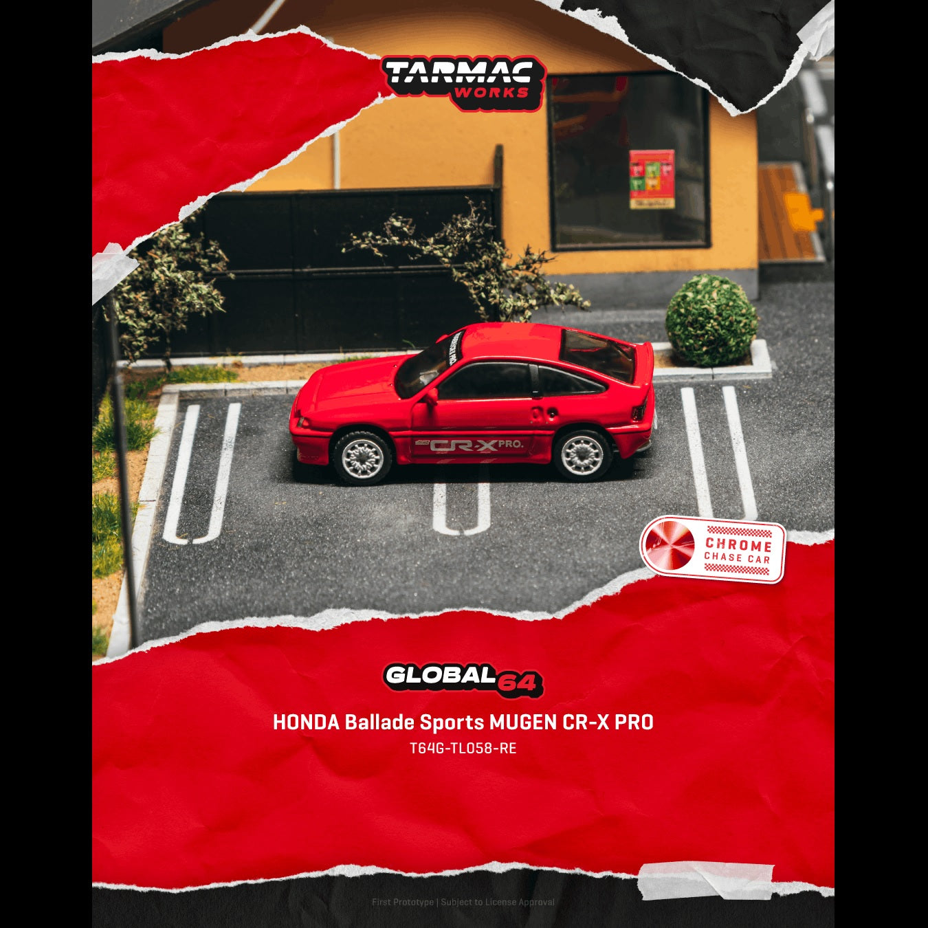 PREORDER Tarmac Works GLOBAL64 1/64 HONDA Ballade Sports MUGEN CR-X PRO Red T64G-TL058-RE (Approx. Release Date : JULY 2026 subject to manufacturer's final decision)