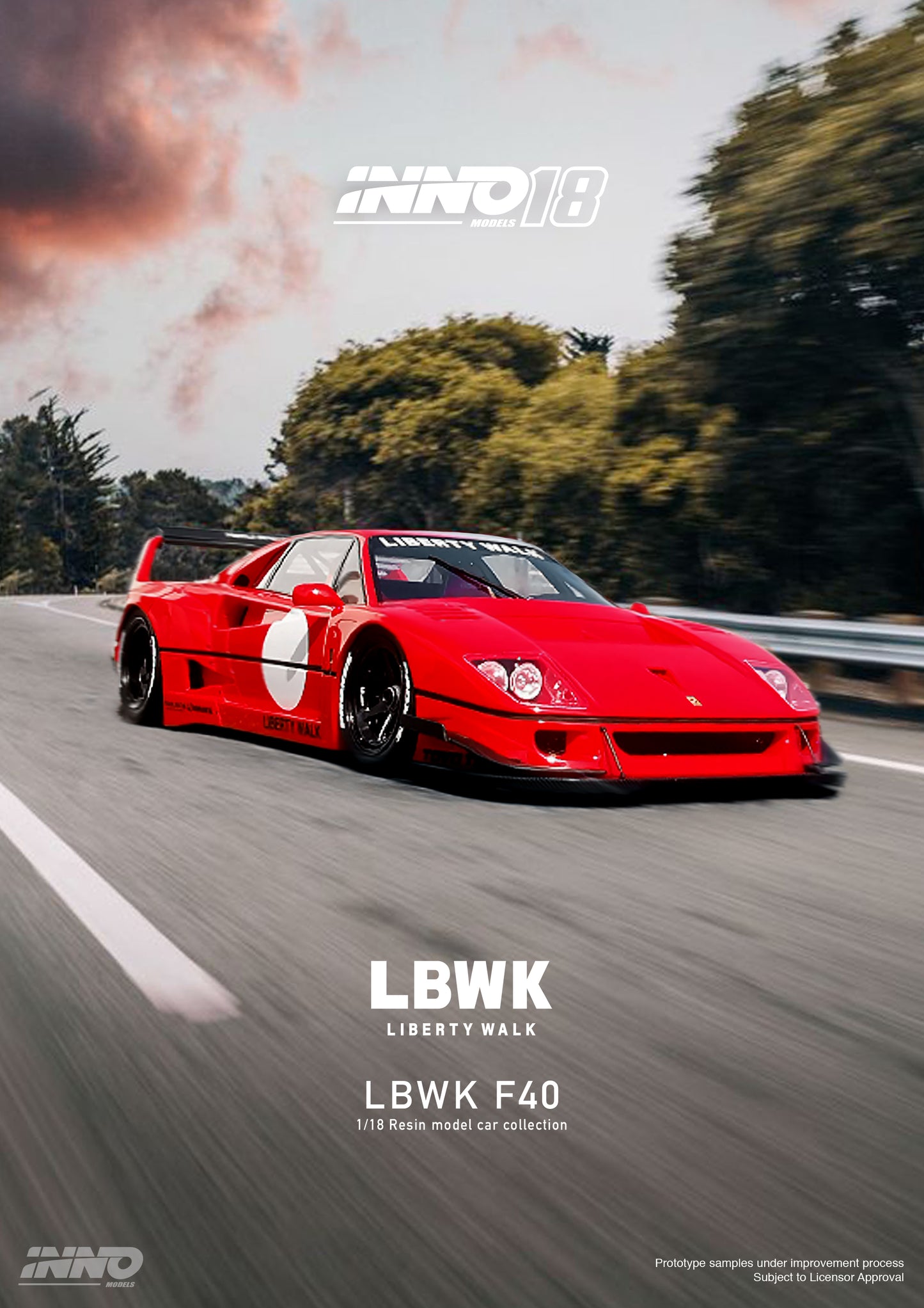 INNO18 1/18 RESIN LBWK F40 RED IN18R-LBWKF40-RED