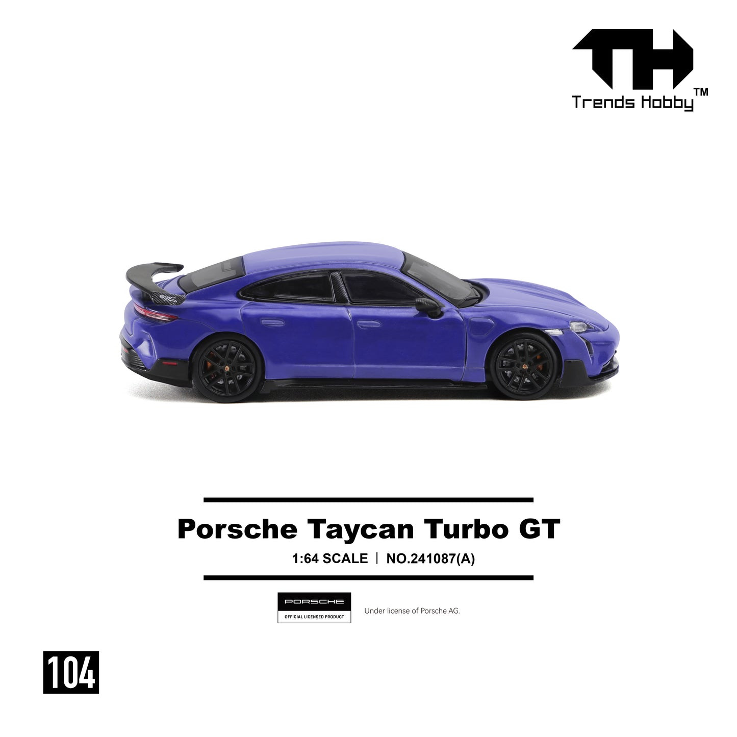 PREORDER Trends Hobby 1/64 Porsche Taycan Turbo GT - Purple 241087A (Approx. Release Date: Q2 2026 and subject to the manufacturer's final decision)