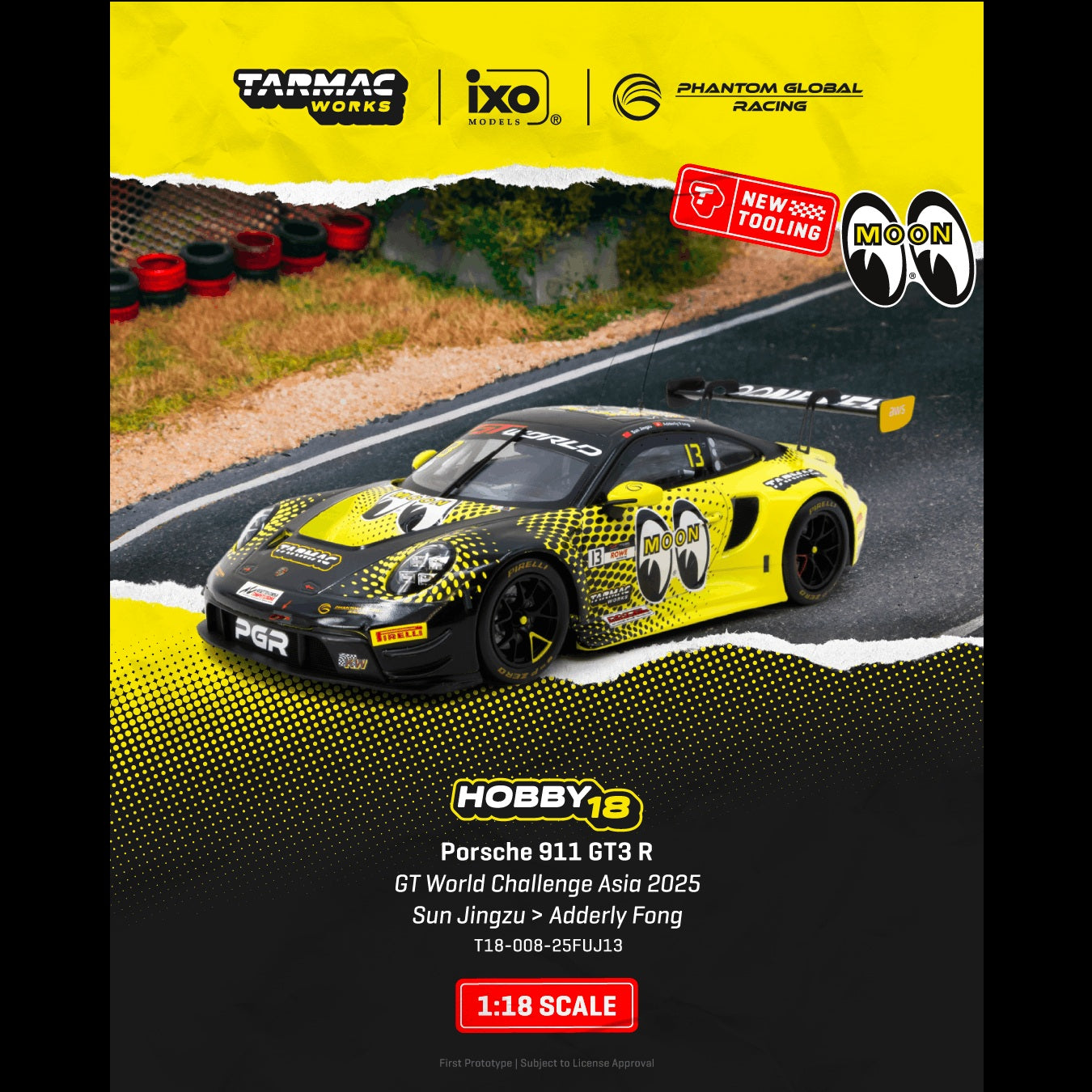PREORDER HOBBY18 1/18 Porsche 911 GT3 R GT World Challenge Asia 2025 Phantom Global Racing Sun Jingzu / Adderly Fong T18-008-25FUJ13 (Approx. Release Date : JUNE 2026 subject to manufacturer's final decision)
