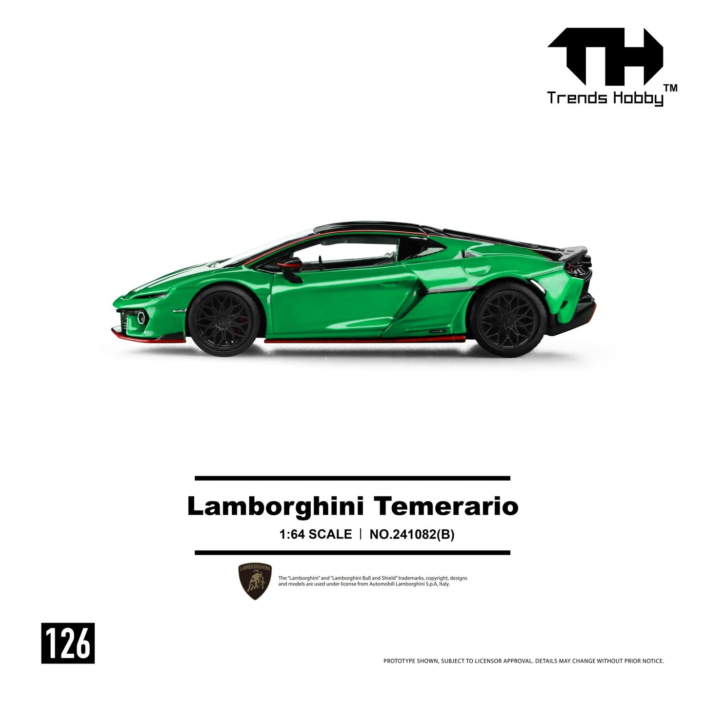 PREORDER Trends Hobby 1/64 Lamborghini Temerario - Green 241082(B) (Approx. Release Date: Q3 2026 and subject to the manufacturer's final decision)