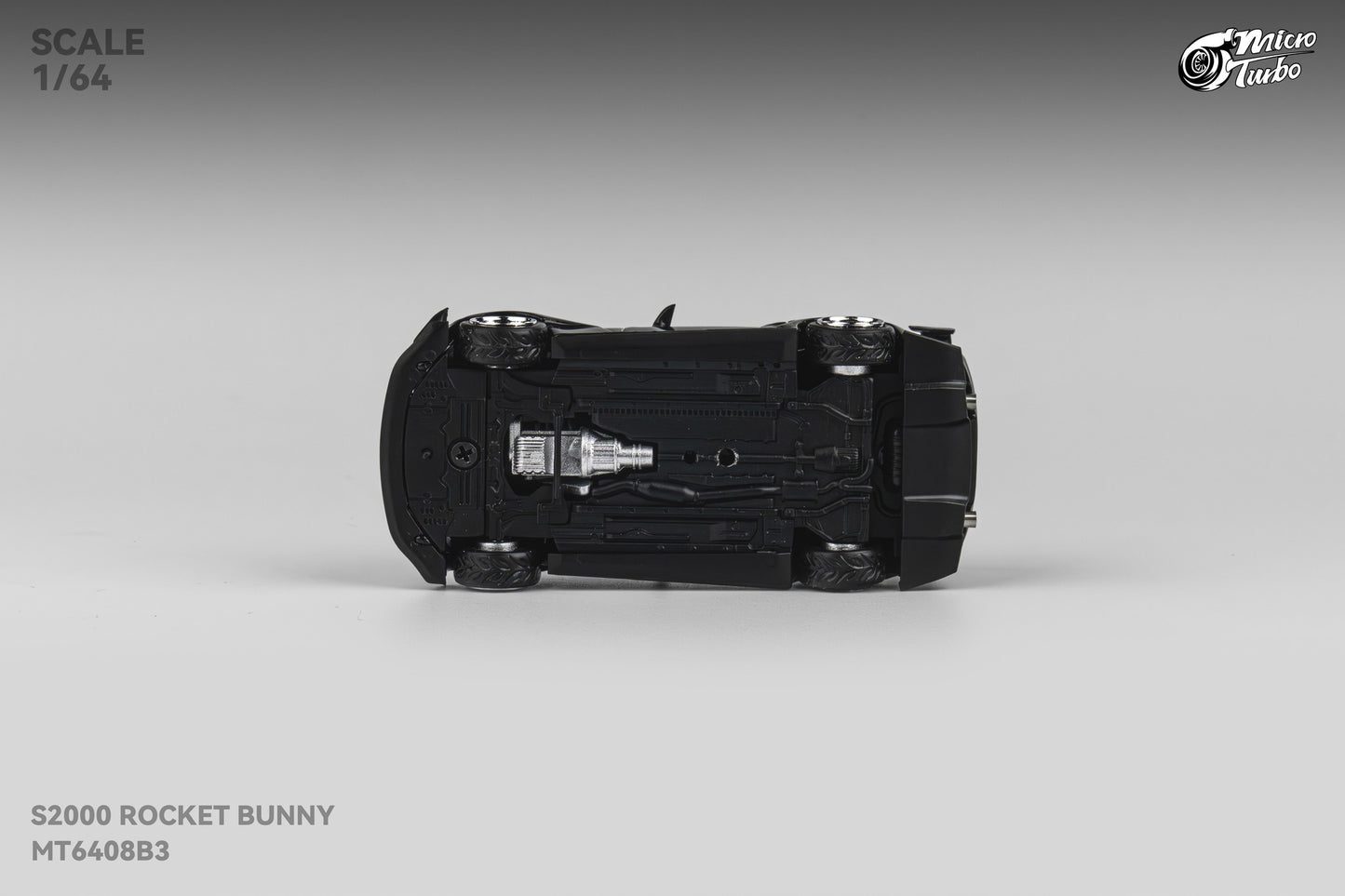 Micro Turbo 1/64 Custom S2000 Rocket Bunny - Metallic Black MT6408B3