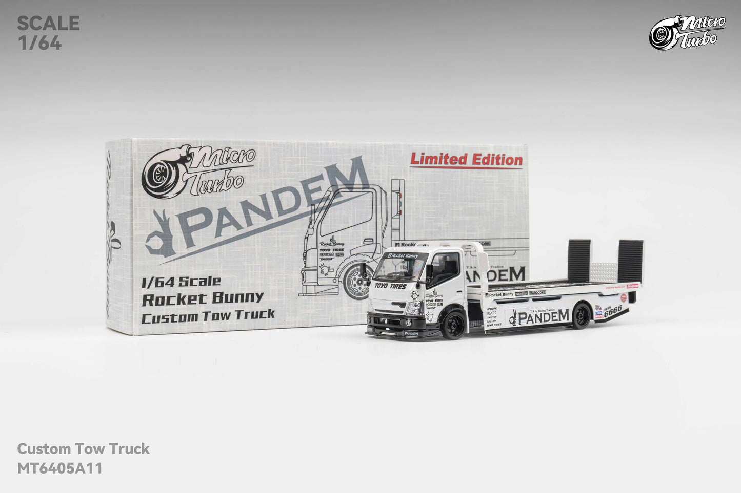 Micro Turbo 1/64 Custom Tow Truck Rocket Bunny - White MT6405A11