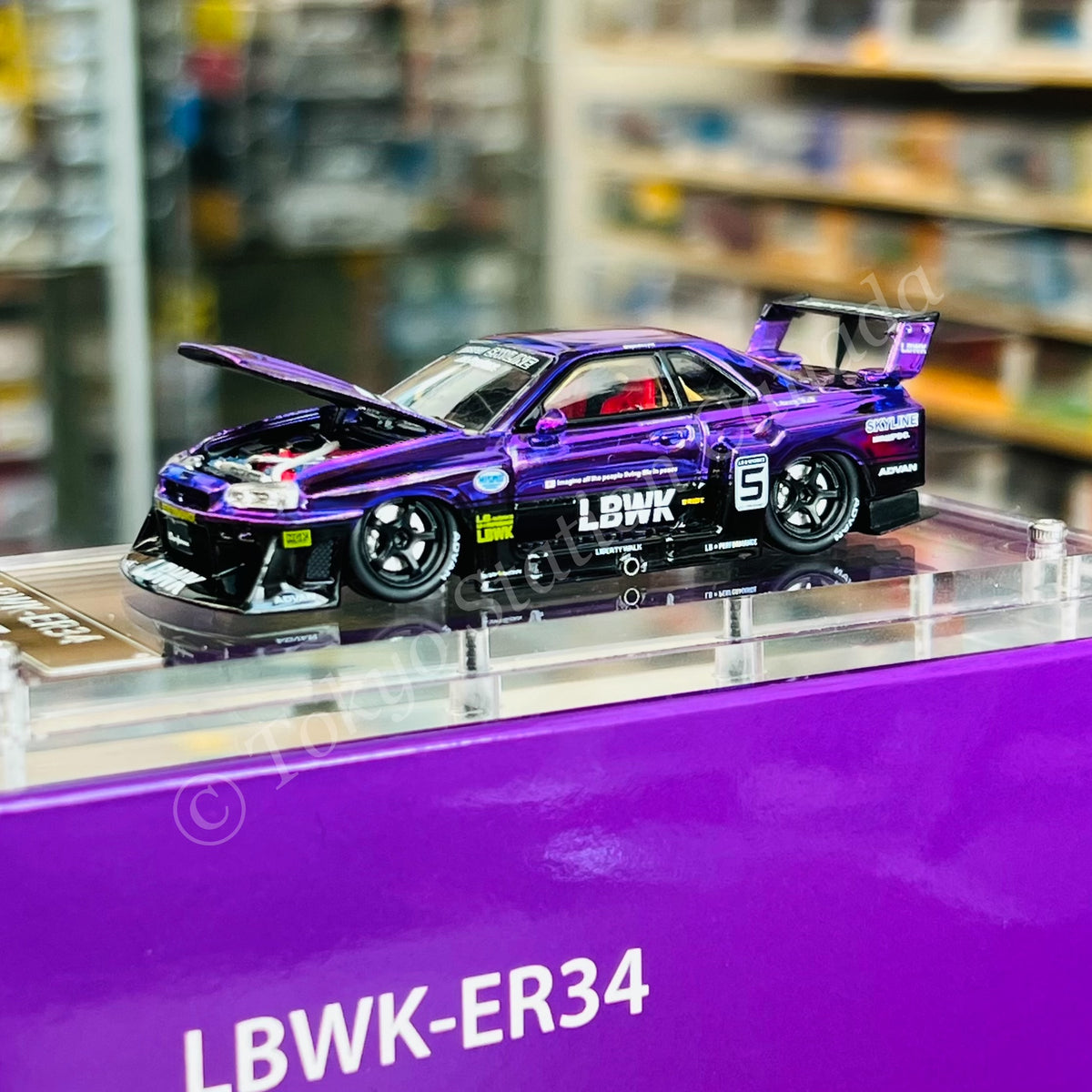 STREET WEAPON スカイラインR34BAPE X LBWK Street Weapon 1/64 LBWK ER34 Chrome Purple – Tokyo Station