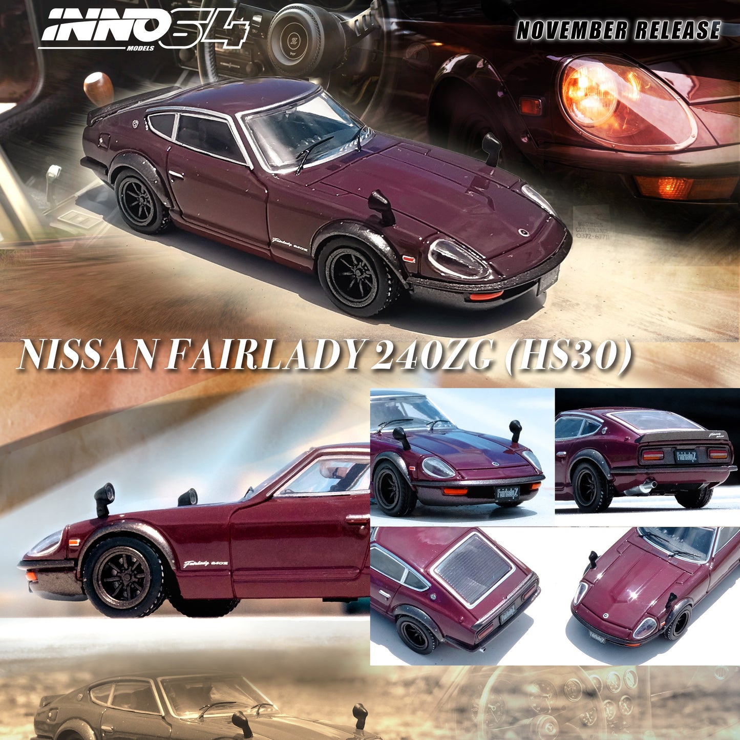 INNO64 1/64 NISSAN FARLADY 240ZG (HS30) Maroon IN64-240ZG-MAROON