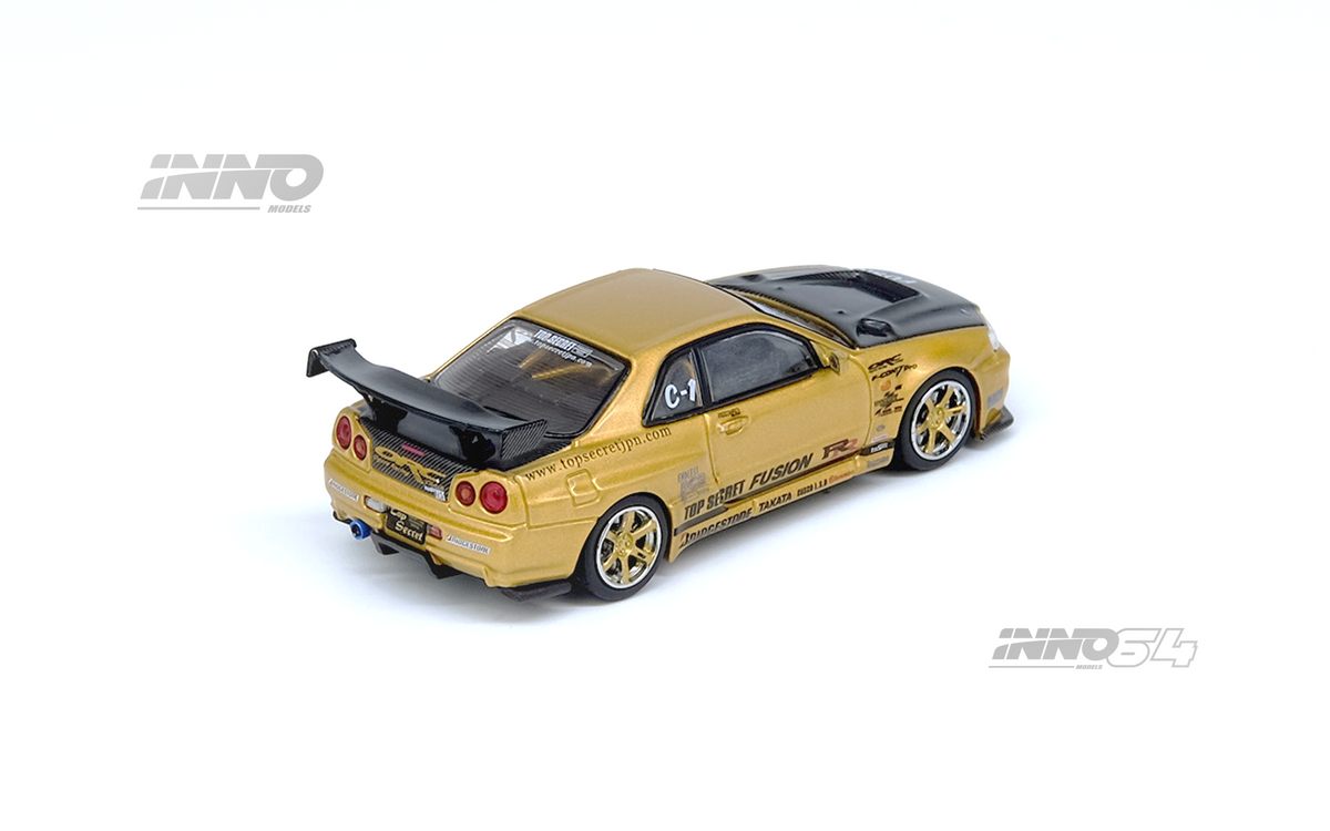 超人気ブティック R34 SECRET TOP 1/64 INNO64 PREORDER GT-R IN64-R34TS Gold ミニカー