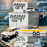 MINI GT 1/64 Range Rover Davos White LHD MGT00658-L and Car Hauler Trailer White MGTAC21  COMBO