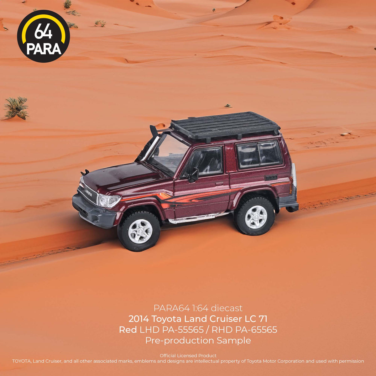 PREORDER PARA64 1/64 2014 Toyota Land Cruiser 71 Red w/roof rack PA-55565  (Approx. Release Date : November Q2 2024 subject to manufacturer's final 