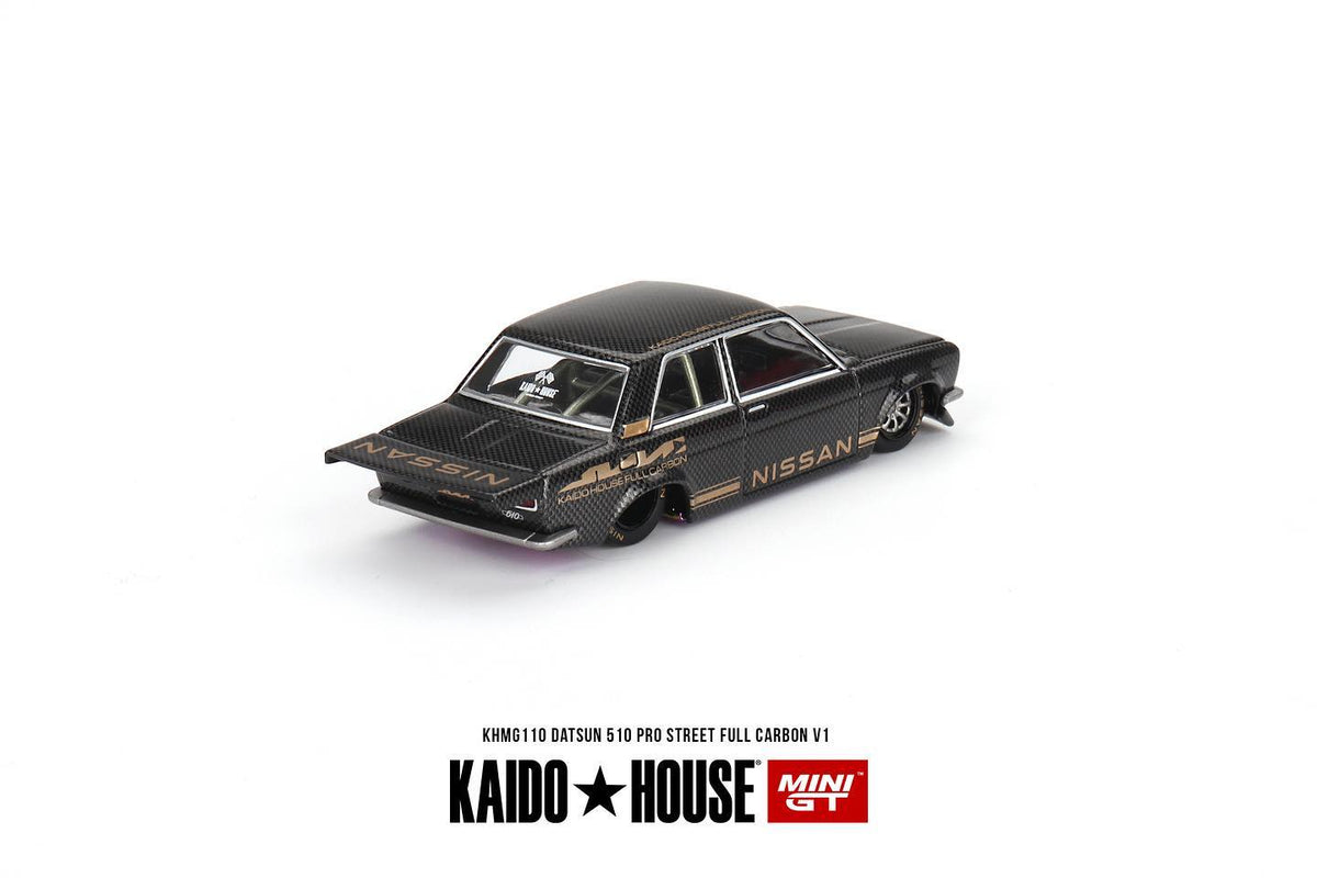 PREORDER MINI GT x Kaido House 1/64 Datsun 510 Pro Street Full Carbon V1  KHMG110 (Approx. Release Date : Q2 2024 subject to manufacturer's final 