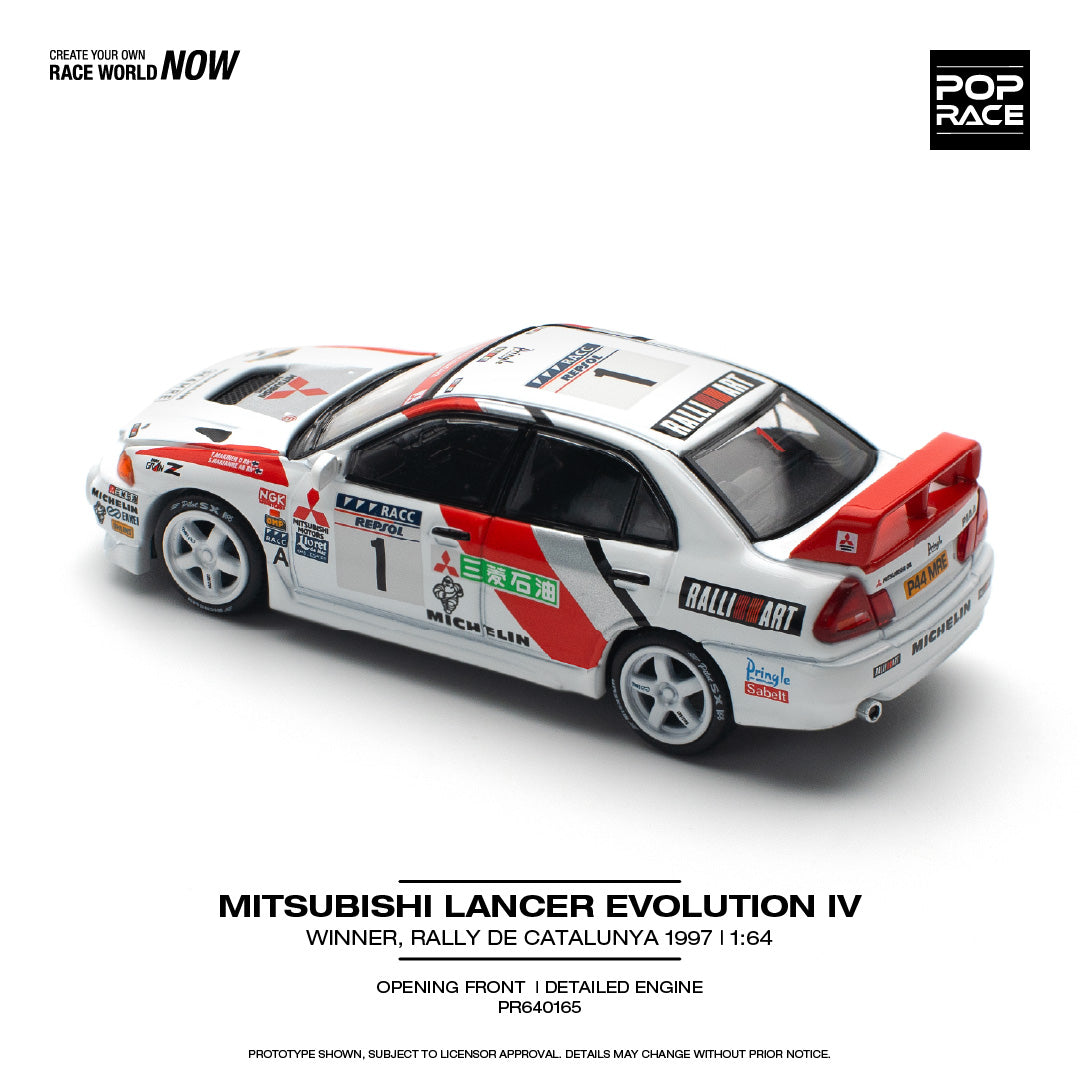 POPRACE 1/64 MITSUBISHI LANCER EVOLUTION IV WINNER, RALLY DE CATALUNYA 1997 PR640165