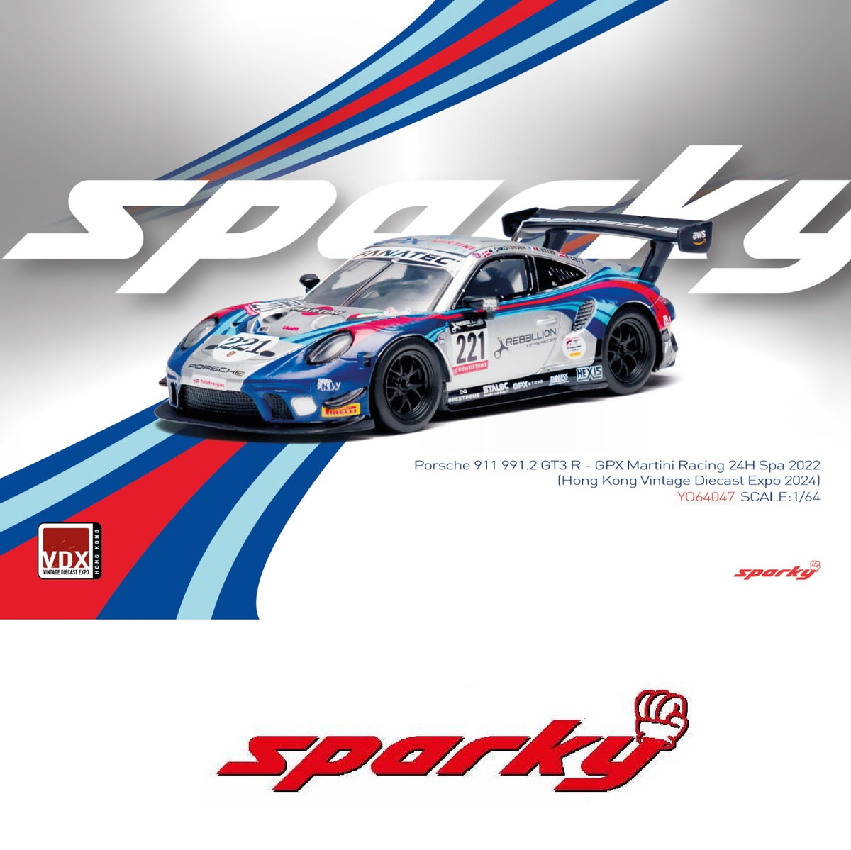 SPARKY 1/64 Porsche 911 991.2 GT3 R - GPX Martini Racing 24H