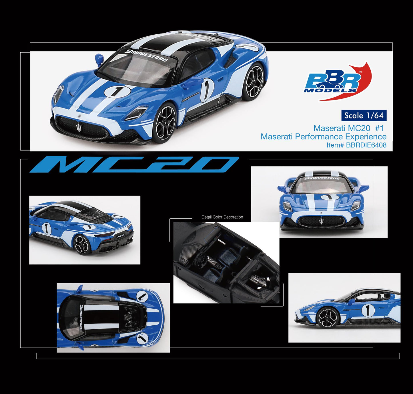 BBR 1/64 Maserati MC20 #1 Maserati Performance Experience BBRDIE6408