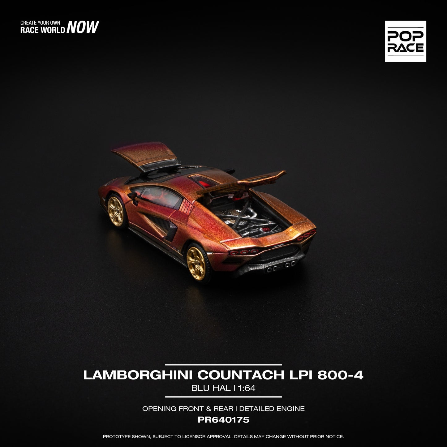 POPRACE 1/64 LAMBORGHINI COUNTACH LPI 800-4 - BLU HAL PR640175