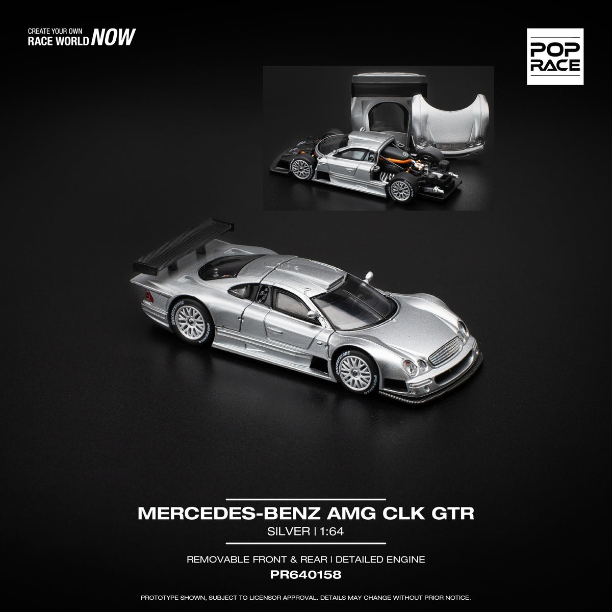 POPRACE 1/64 MERCEDES-BENZ AMG CLK GTR - SILVER PR640158 – Tokyo