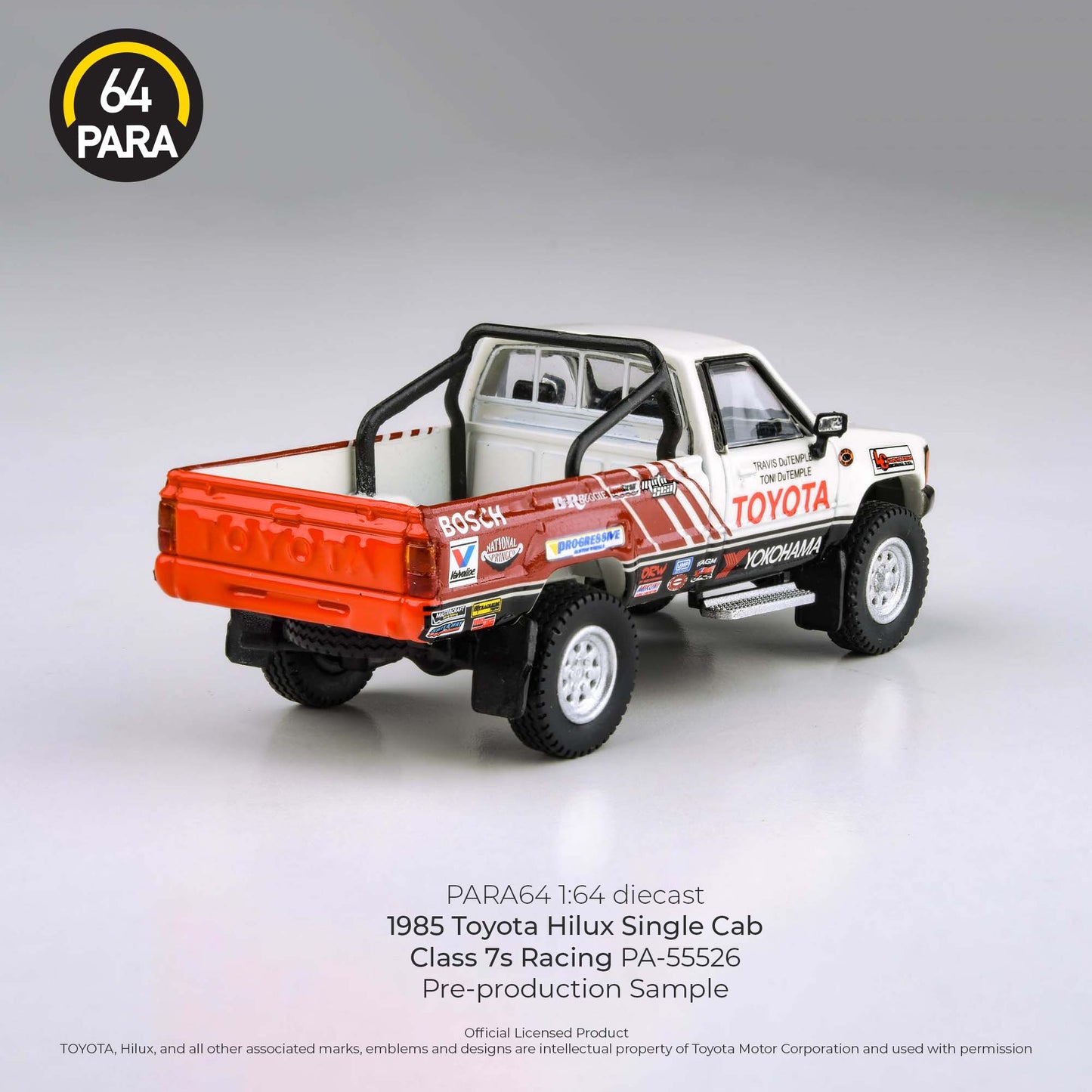 PARA64 1/64 1985 Toyota Hilux Class 7s Racing – White/Red – PA-55526