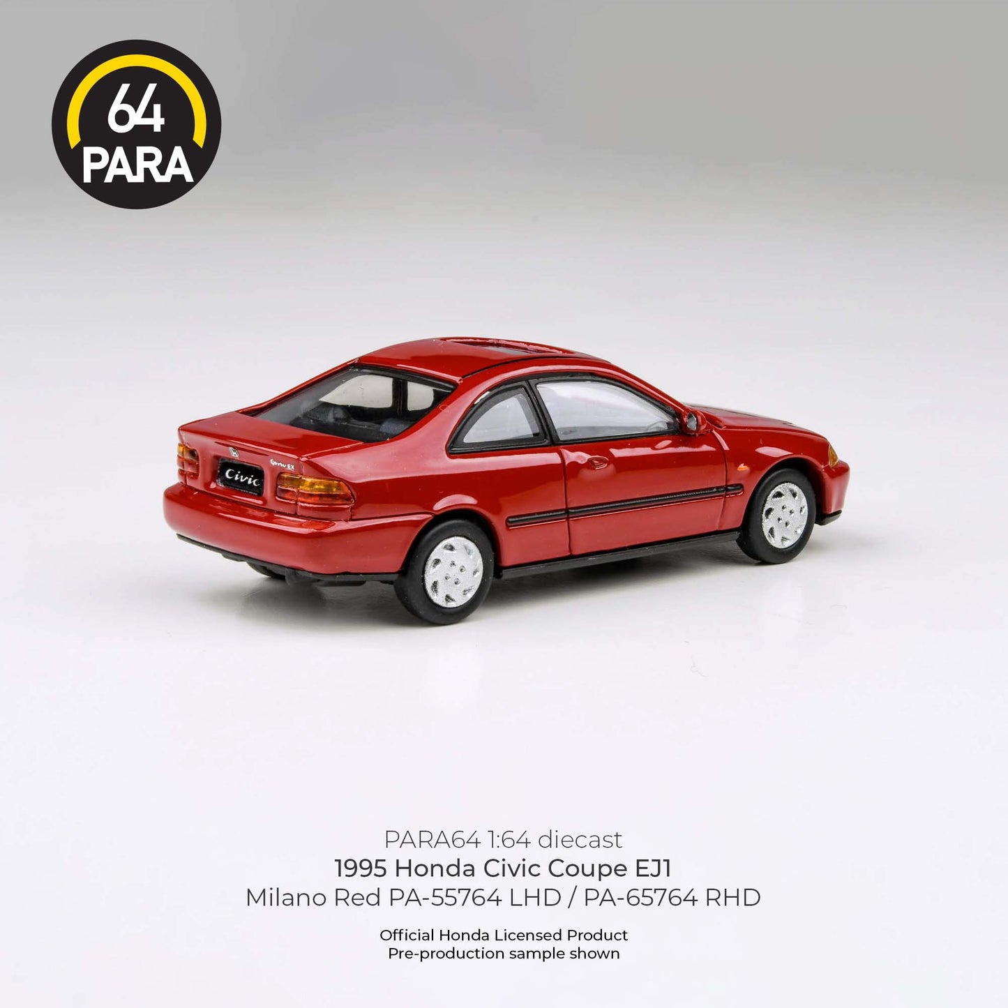 PARA64 1/64 1995 Honda Civic Coupe EJ1 – Milano Red – PA-55764
