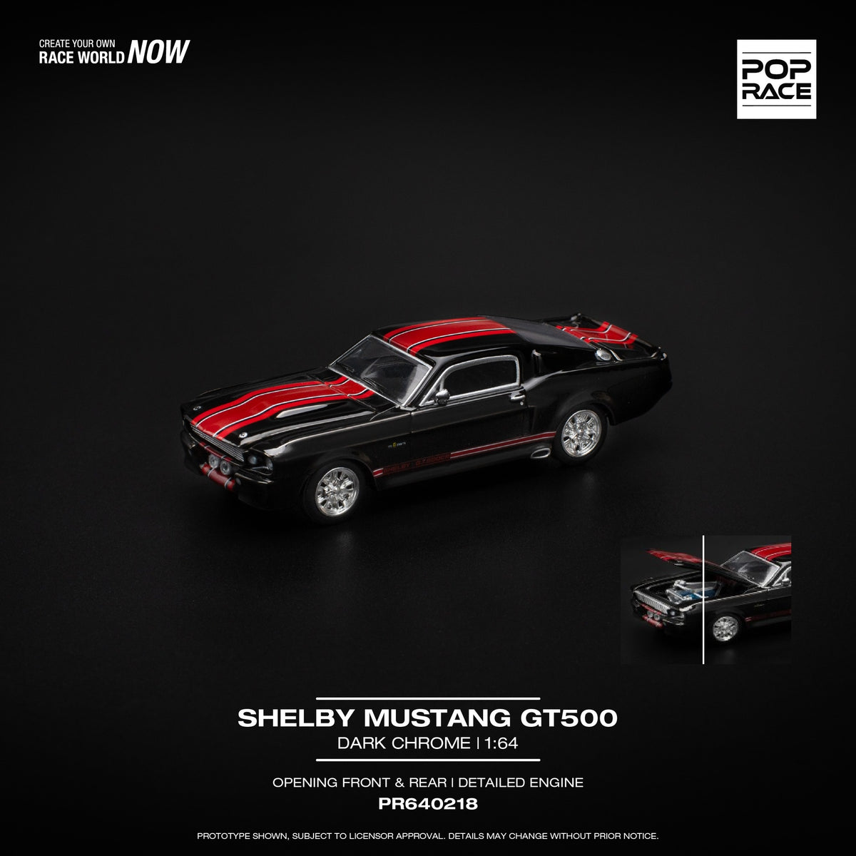 POPRACE 1/64 SHELBY MUSTANG GT500 DARK CHROME PR640218 – Tokyo Station