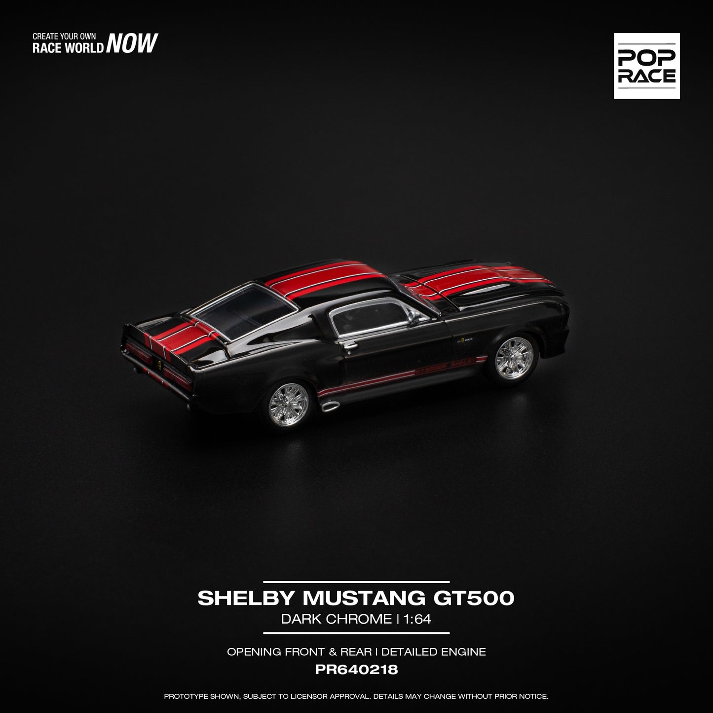 POPRACE 1/64 SHELBY MUSTANG GT500 DARK CHROME PR640218
