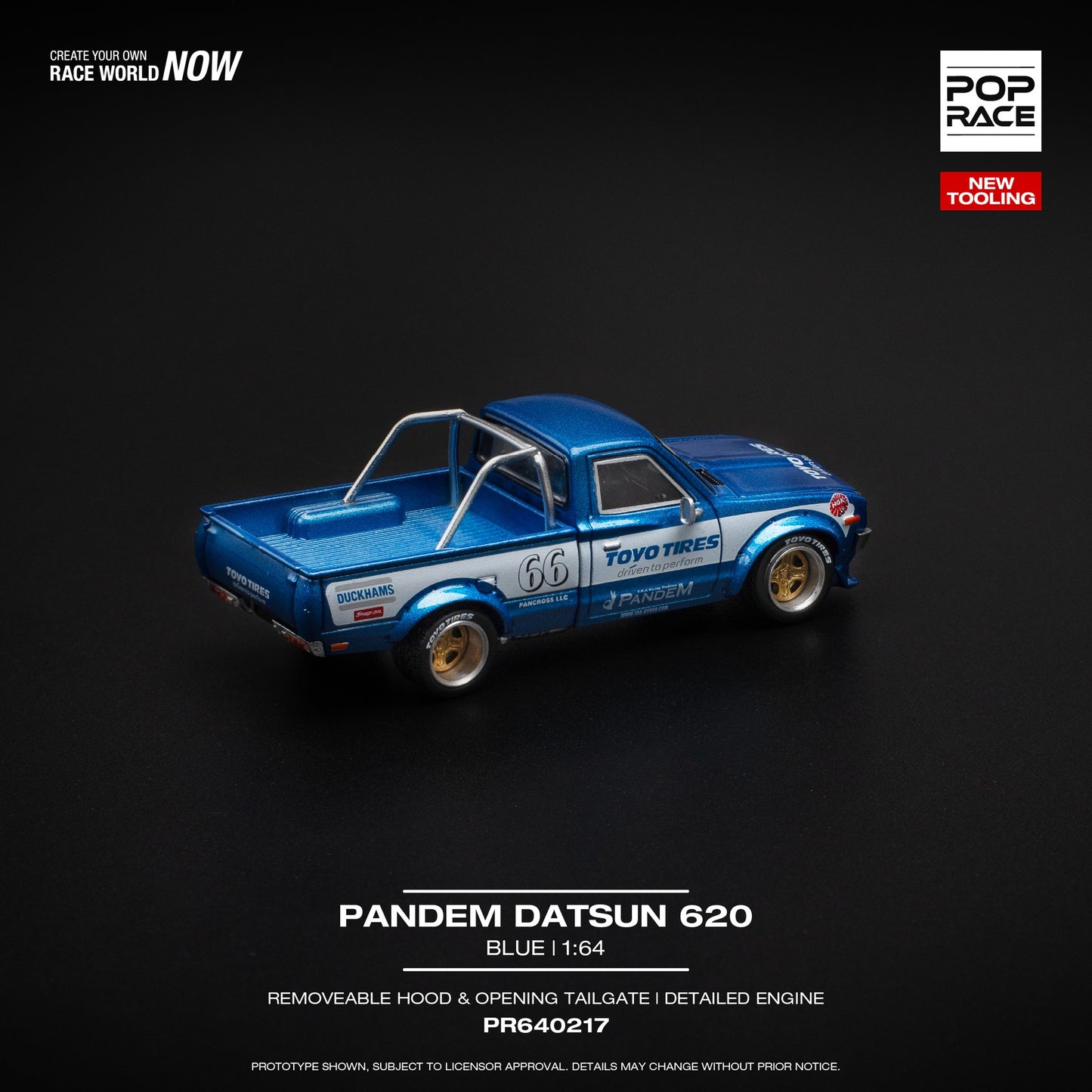 POPRACE 1/64 PANDEM DATSUN 620 BLUE PR640217