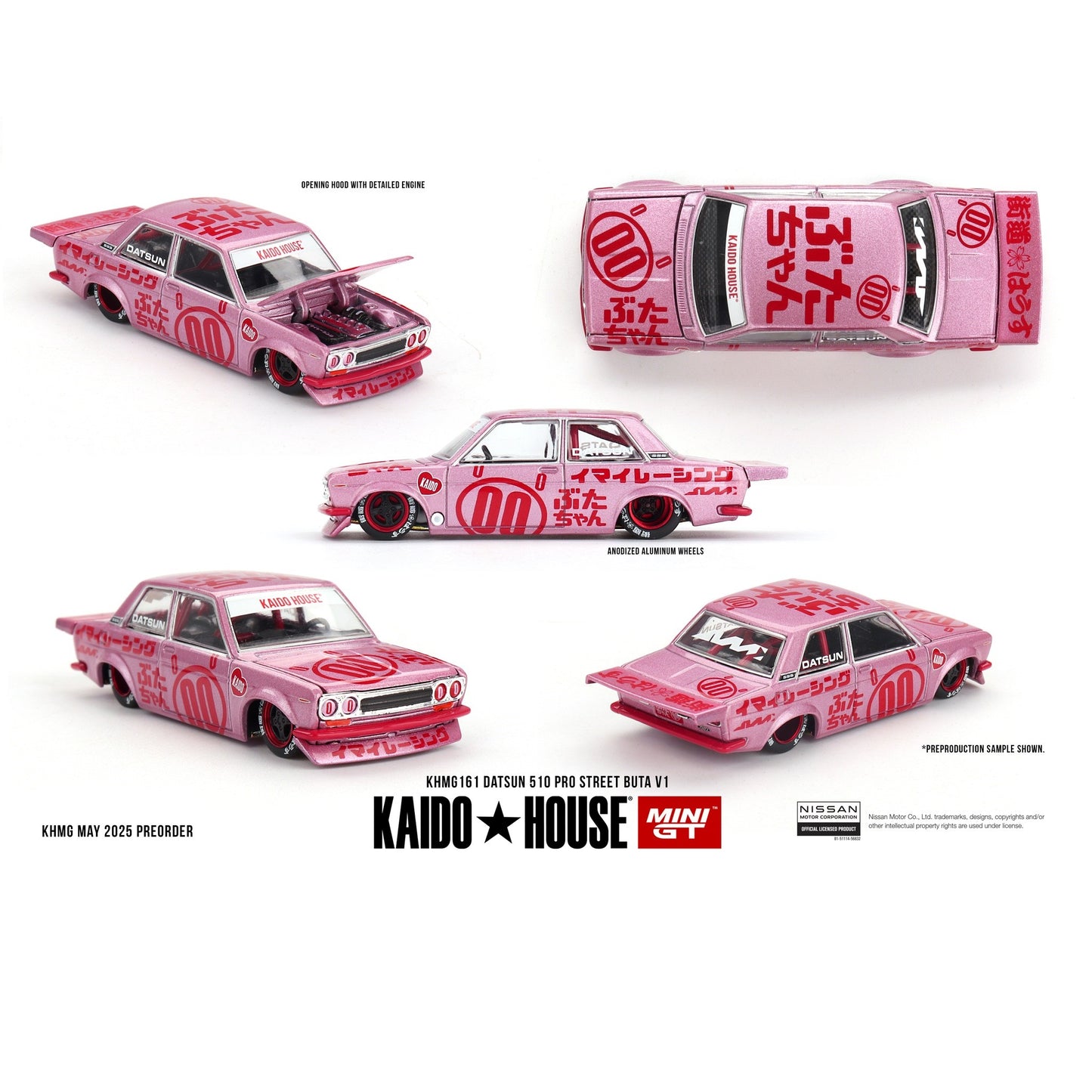 MINI GT x Kaido House 1/64 Datsun 510 Pro Street Buta V1 – Pink KHMG161