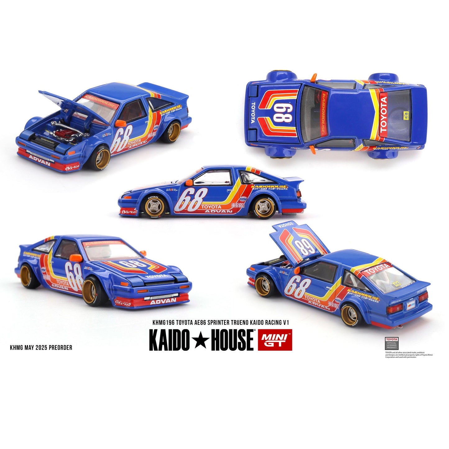 MINI GT x Kaido House 1/64 Toyota AE86 Sprinter Trueno Kaido Racing V1- Blue KHMG196