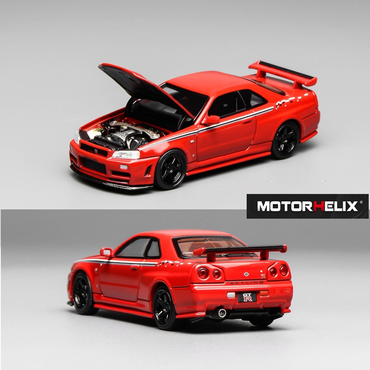 Motorhelix 1/64 NISSAN SKYLINE GT-R (R34) NISMO CUSTOMIZED RED