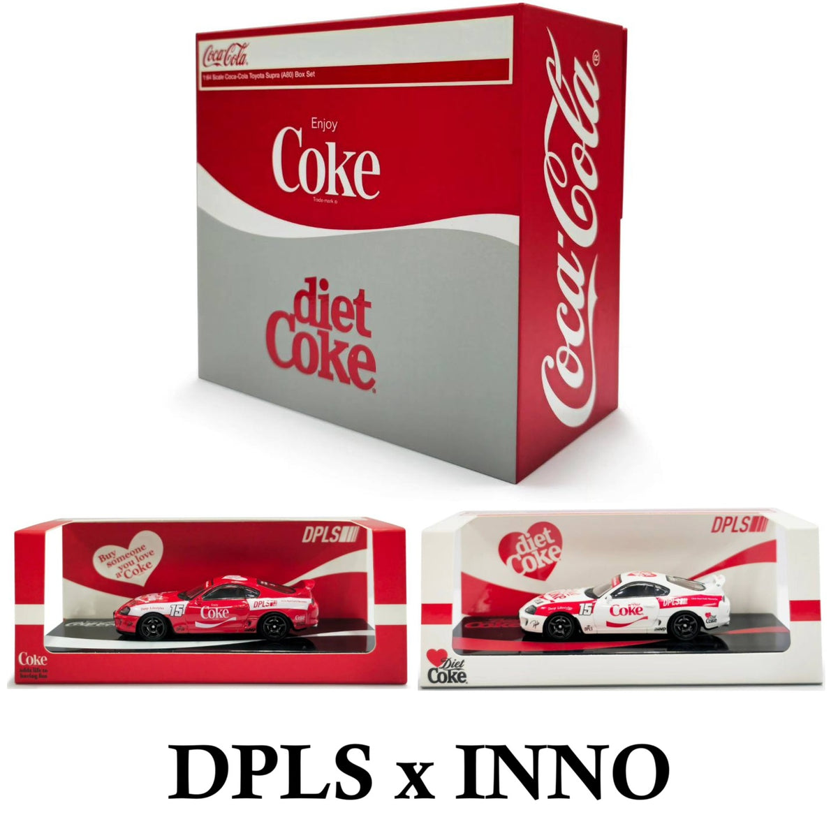 DPLS x INNO 1/64 Coca Cola Toyota Supra (A80) Box Set HKTS
