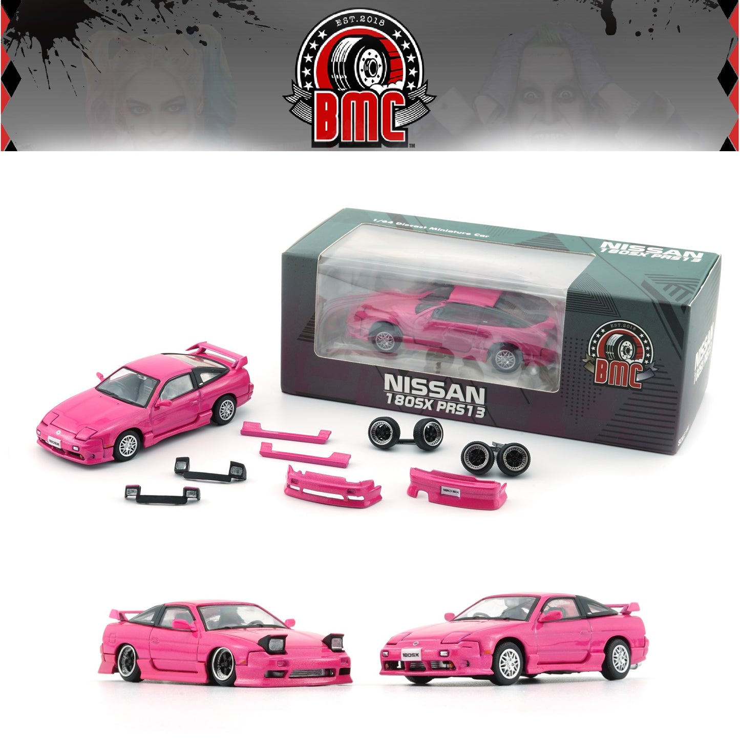 BM Creations 1/64 Nissan 180SX - Metallic Pink RHD 64B0307