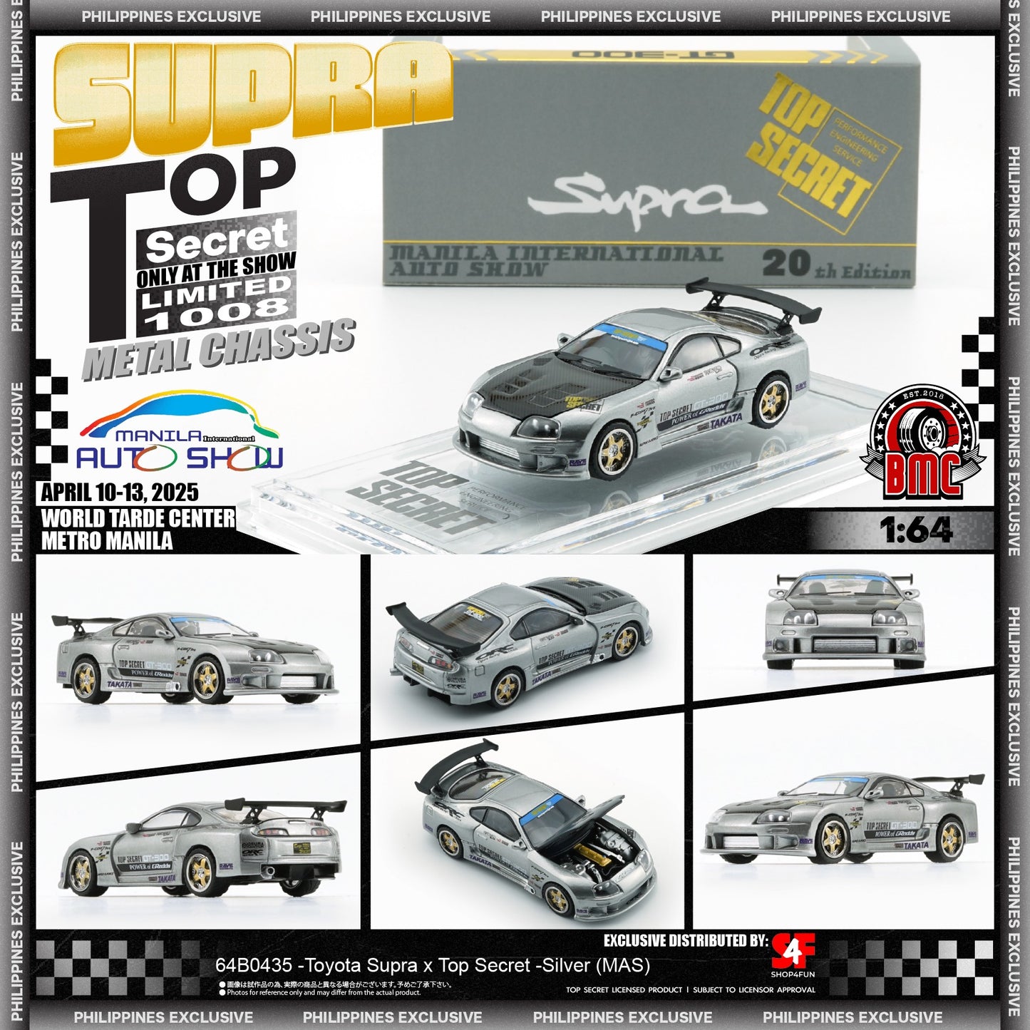 BM Creations 1/64 Toyota Supra x Top Secret - Silver
