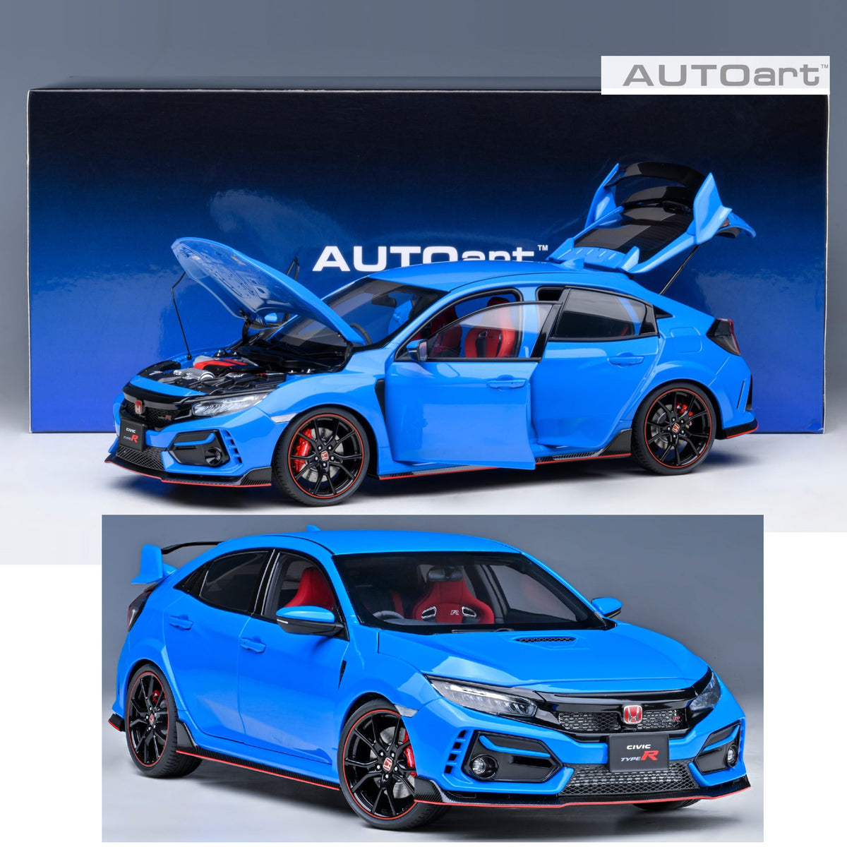 PREORDER AUTOART 1/18 Honda Civic Type R (FK8) 2021 Racing Blue Pearl 73224  (Approx. Release Date : DEC 2023 subject to the manufacturer's final