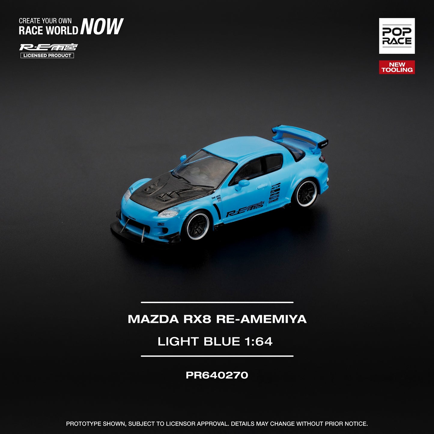 POPRACE 1/64 MAZDA RX-8 RE-AMEMIYA - LIGHT BLUE PR640270