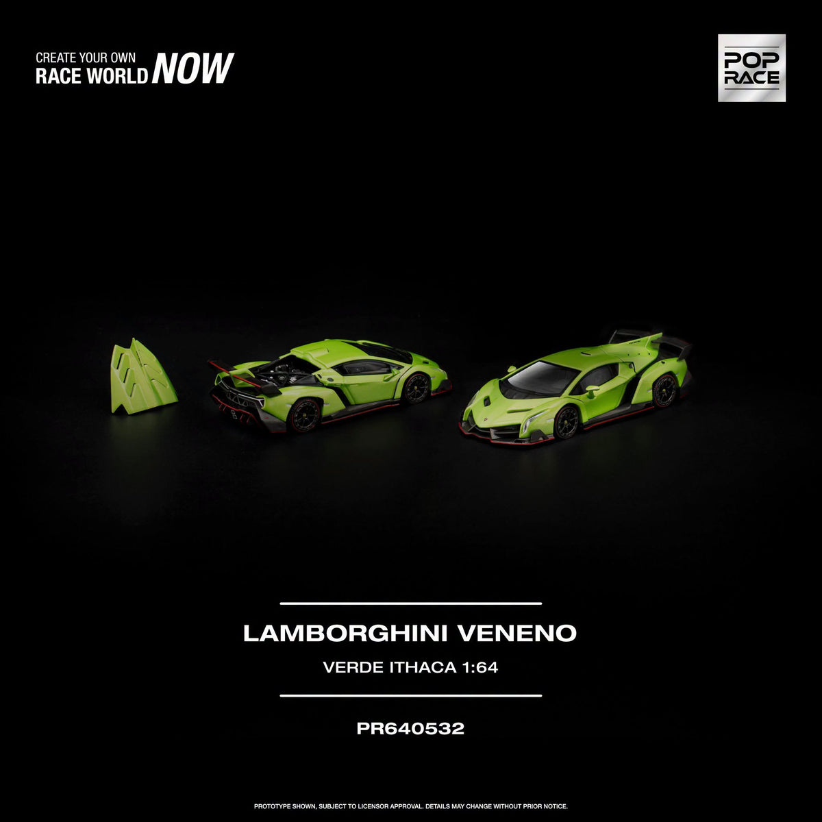 PREORDER POPRACE 1/64 LAMBORGHINI VENENO - VERDE ITHACA PR640532 (Approx. Release Date: Q2 2027 and subject to the manufacturer's final decision)