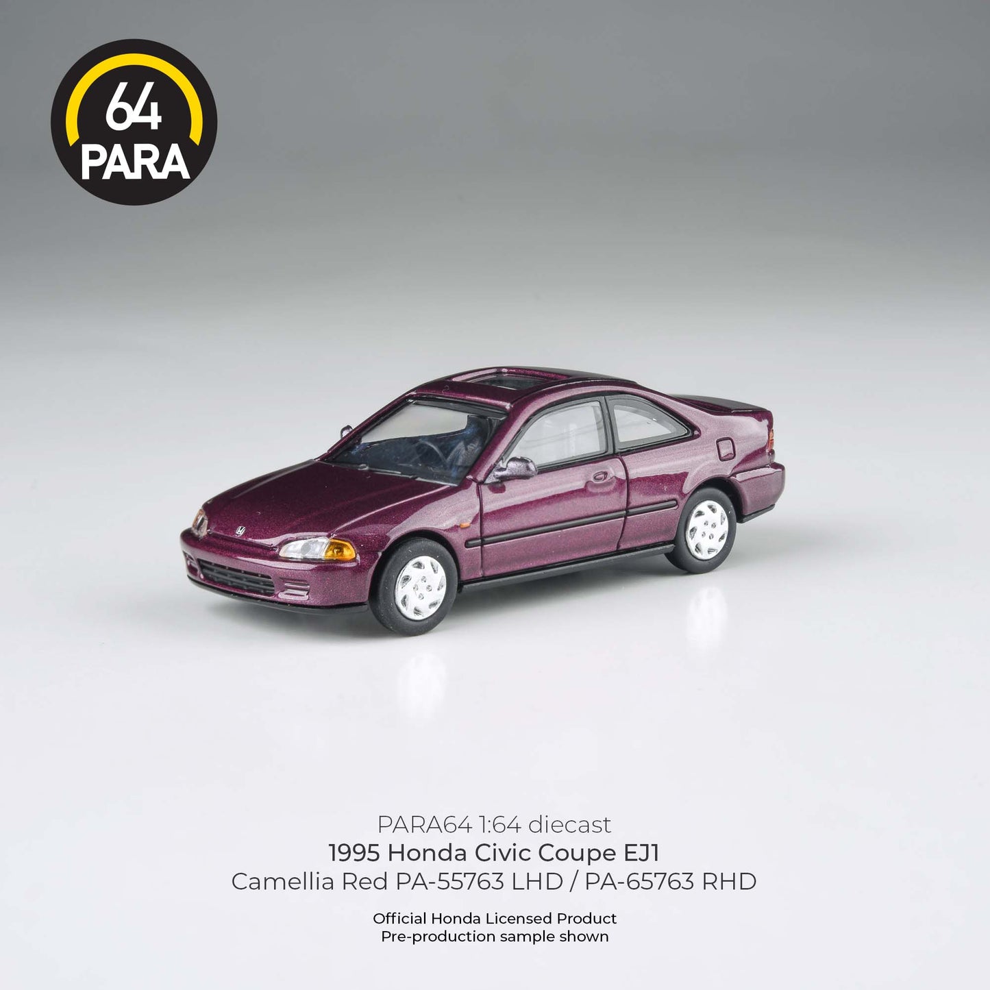 PARA64 1/64 1995 Honda Civic Coupe – Camellia Red – PA-55763