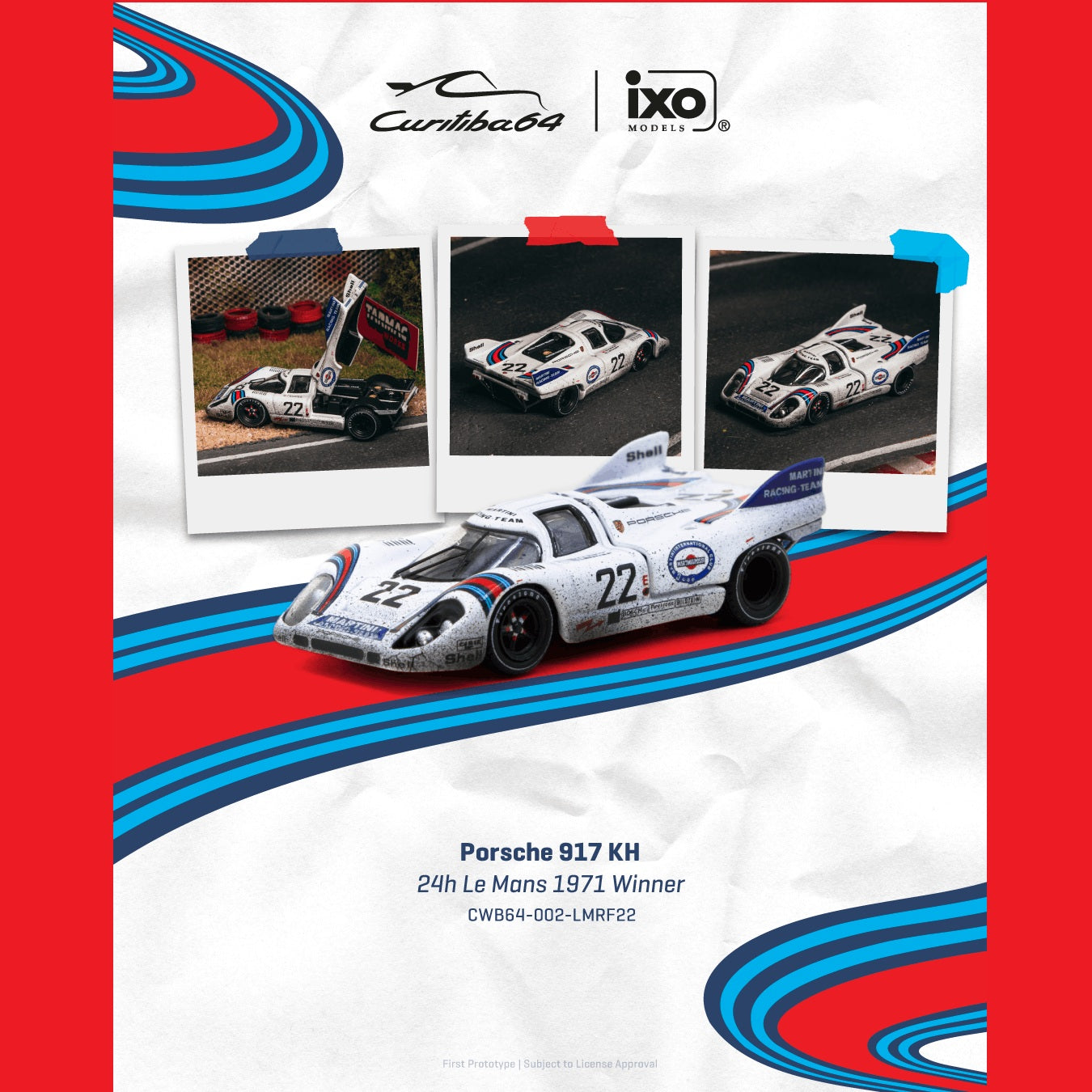 PREORDER CURITIBA64 1/64 Porsche 917 KH 24h Le Mans 1971 Winner #22 Race finished CWB64-002-LMRF22 (Approx. Release Date : JUNE 2026 subject to manufacturer's final decision)