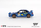 PREORDER MINI GT 1/64 Subaru Impreza WRC98 1998 Rally Monte-Carlo 3rd Place #3 MGT00975 (Approx. Release Date : Q3 2025 subject to manufacturer's final decision)