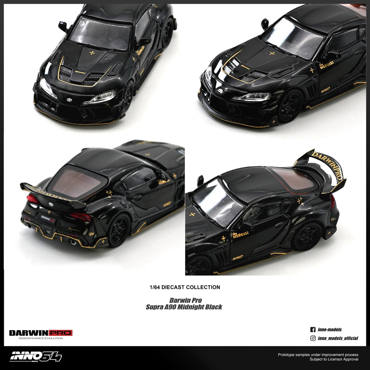 PREORDER INNO64 1/64 DARWIN PRO Supra A90 Gloss Black IN64-A90DP-GBLACK (Approx. Release Date : Q1 2027 subject to the manufacturer's final decision)