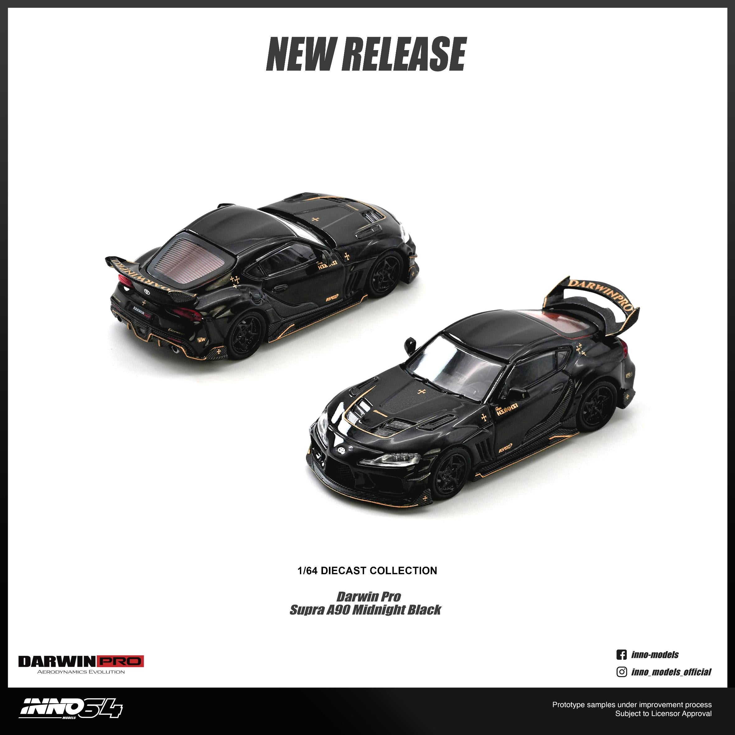 PREORDER INNO64 1/64 DARWIN PRO Supra A90 Gloss Black IN64-A90DP