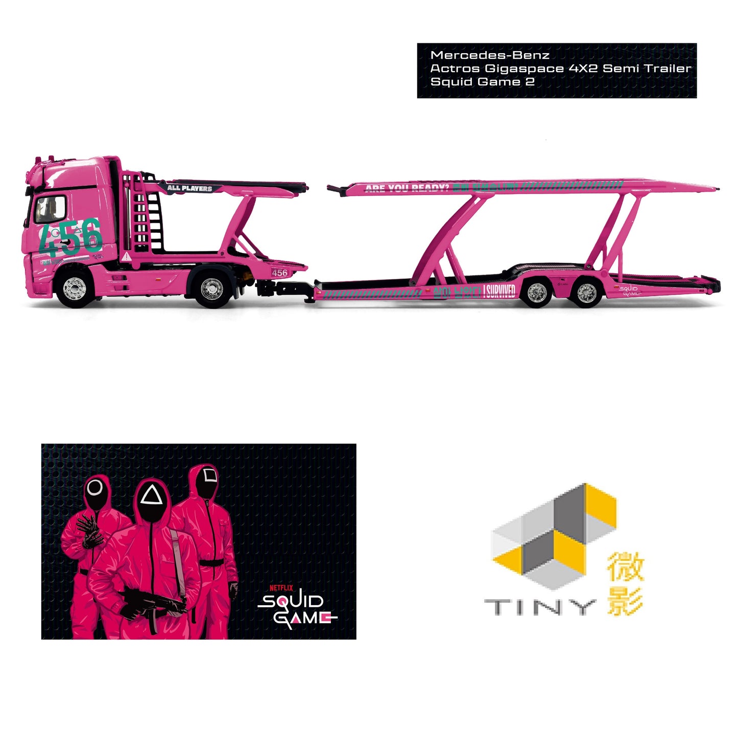 PREORDER TINY 微影 1/64 Mercedes-Benz Actros Gigaspace 4X2 Semi Trailer (Squid Game 2) ATC66317 (Approx. Release Date : Q4 2025 subject to the manufacturer's final decision)