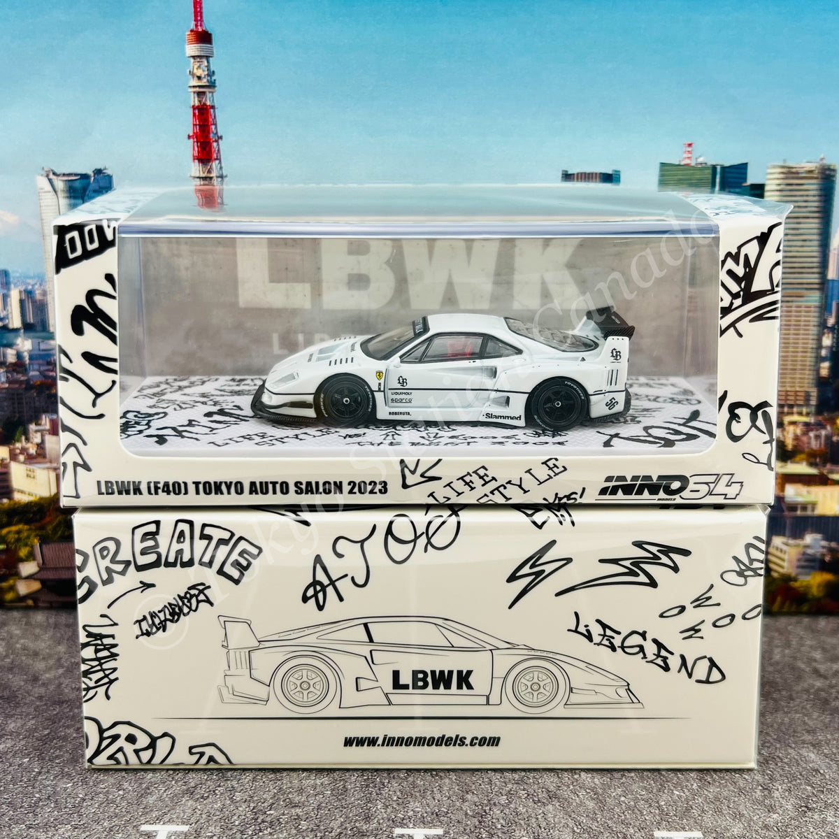 LBWK (F40) ミニカー 東京オートサロン2023 INNO 1/64 Liberty Walk F40 Tokyo Auto Salon 2023 - ミニカー
