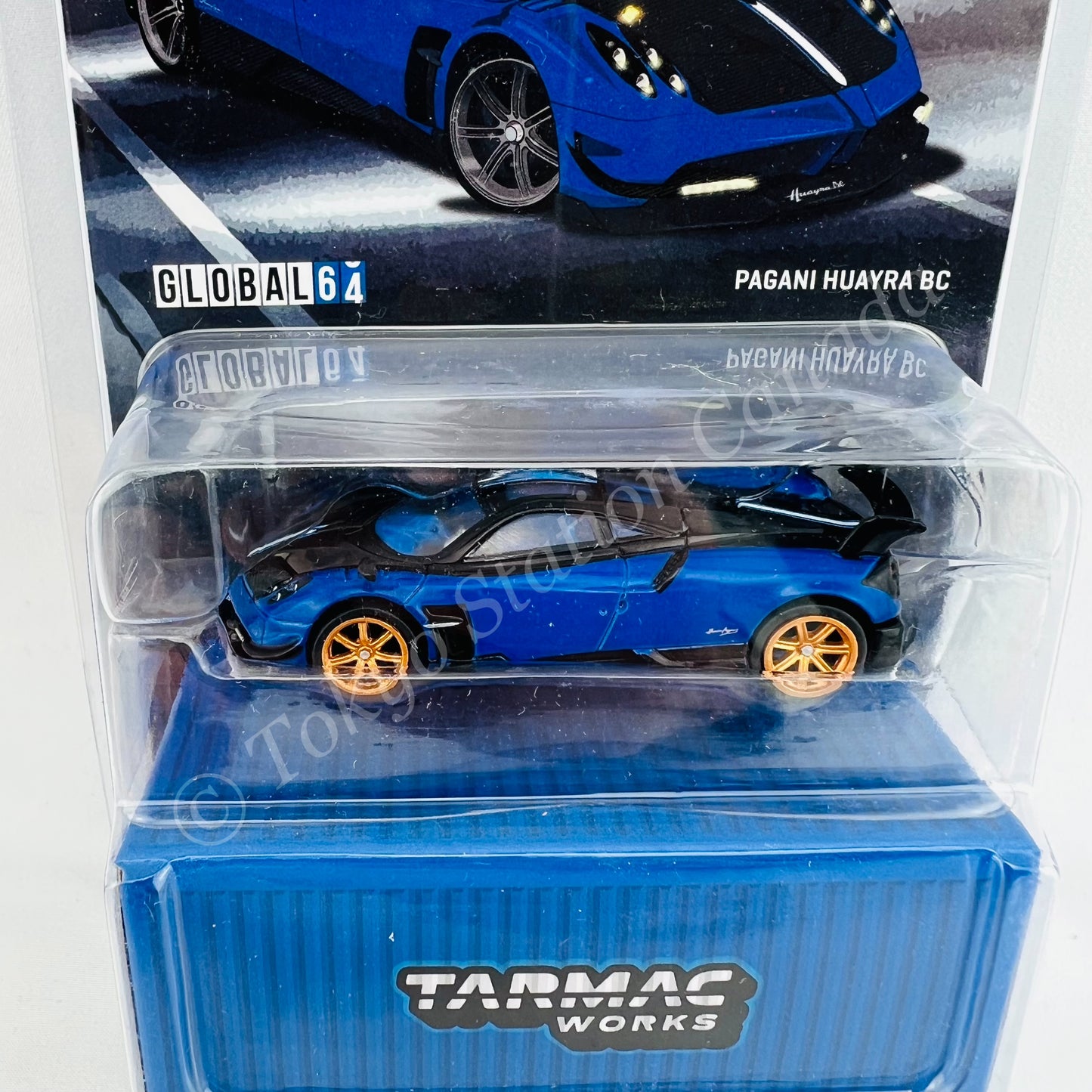 *CHASE CAR* TARMAC WORKS GLOBAL64 1/64 Pagani Huayra BC Blu Francia / Black T64G-TL014-BL