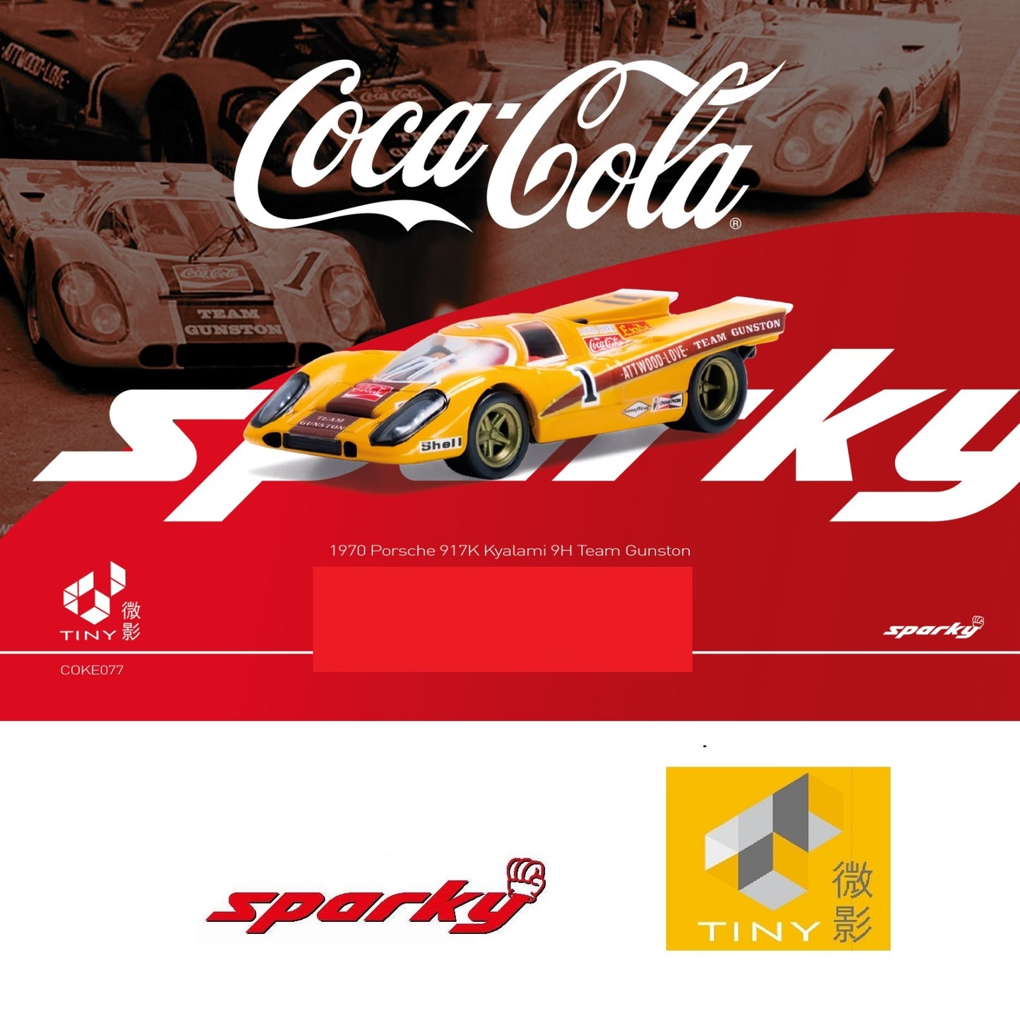 SPARKY x TINY 1/64 1970 Porsche 917K Kyalami 9H Team Gunston COKE077