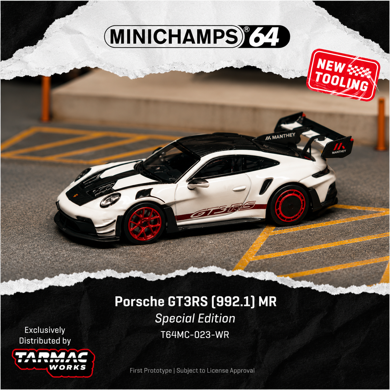 PREORDER MINICHAMPS64 1/64 Porsche GT3RS (992.1) MR White Red