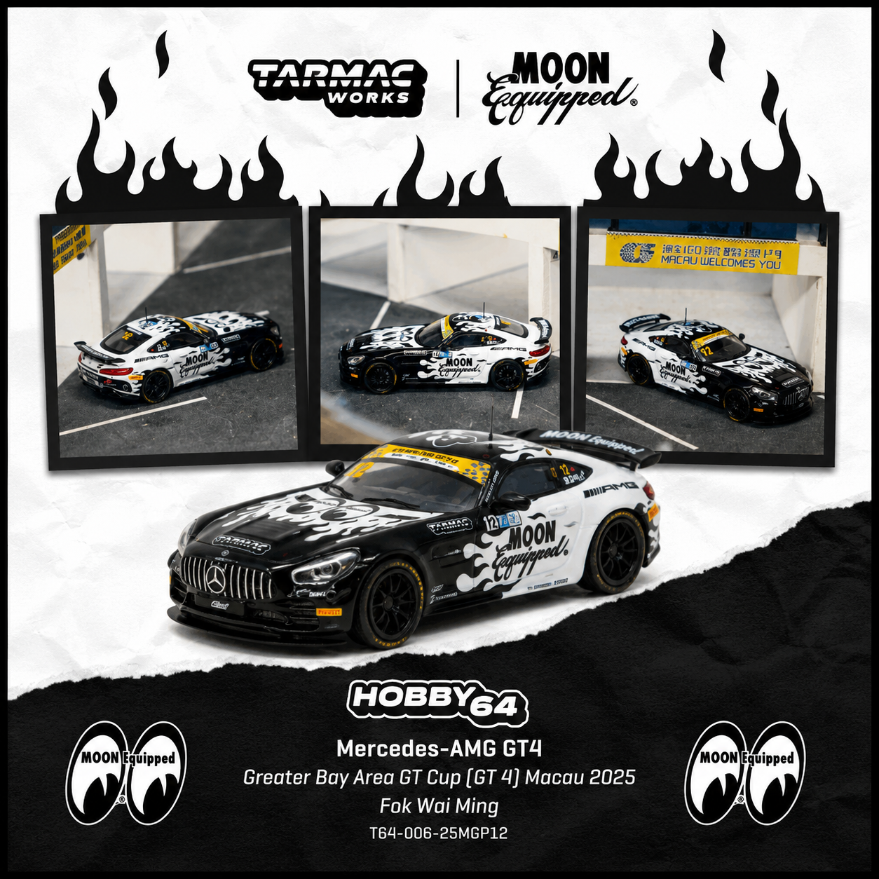 PREORDER Tarmac Works HOBBY64 1/64 Mercedes-AMG GT4 Greater Bay Area GT Cup (GT 4) Macau 2025 FOK Wai Ming T64-006-25MGP12 (Approx. Release Date : SEP 2026 subject to manufacturer's final decision)
