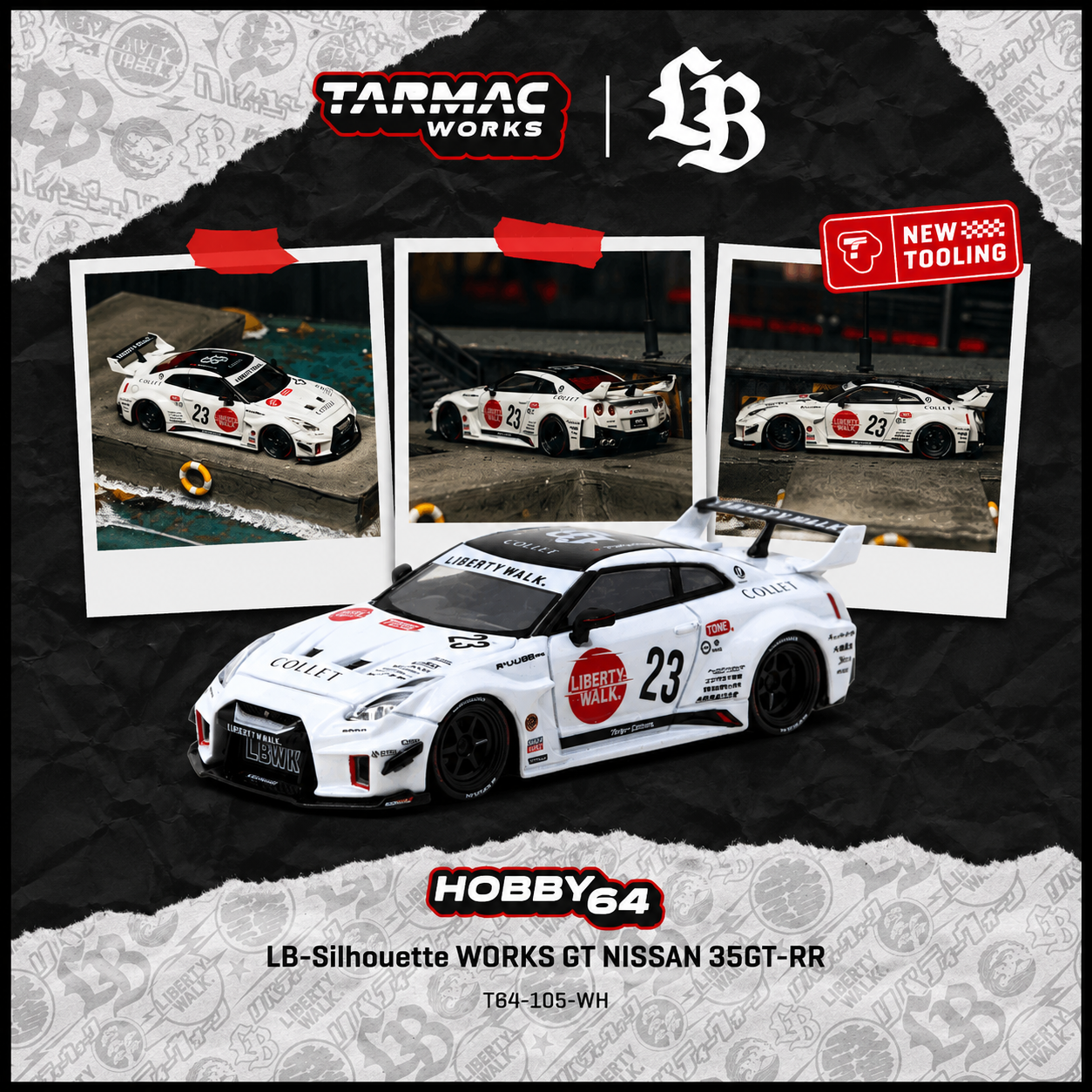 PREORDER Tarmac Works HOBBY64 1/64 LB-Silhouette WORKS GT NISSAN 35GT-RR White T64-105-WH (Approx. Release Date : SEP 2026 subject to manufacturer's final decision)