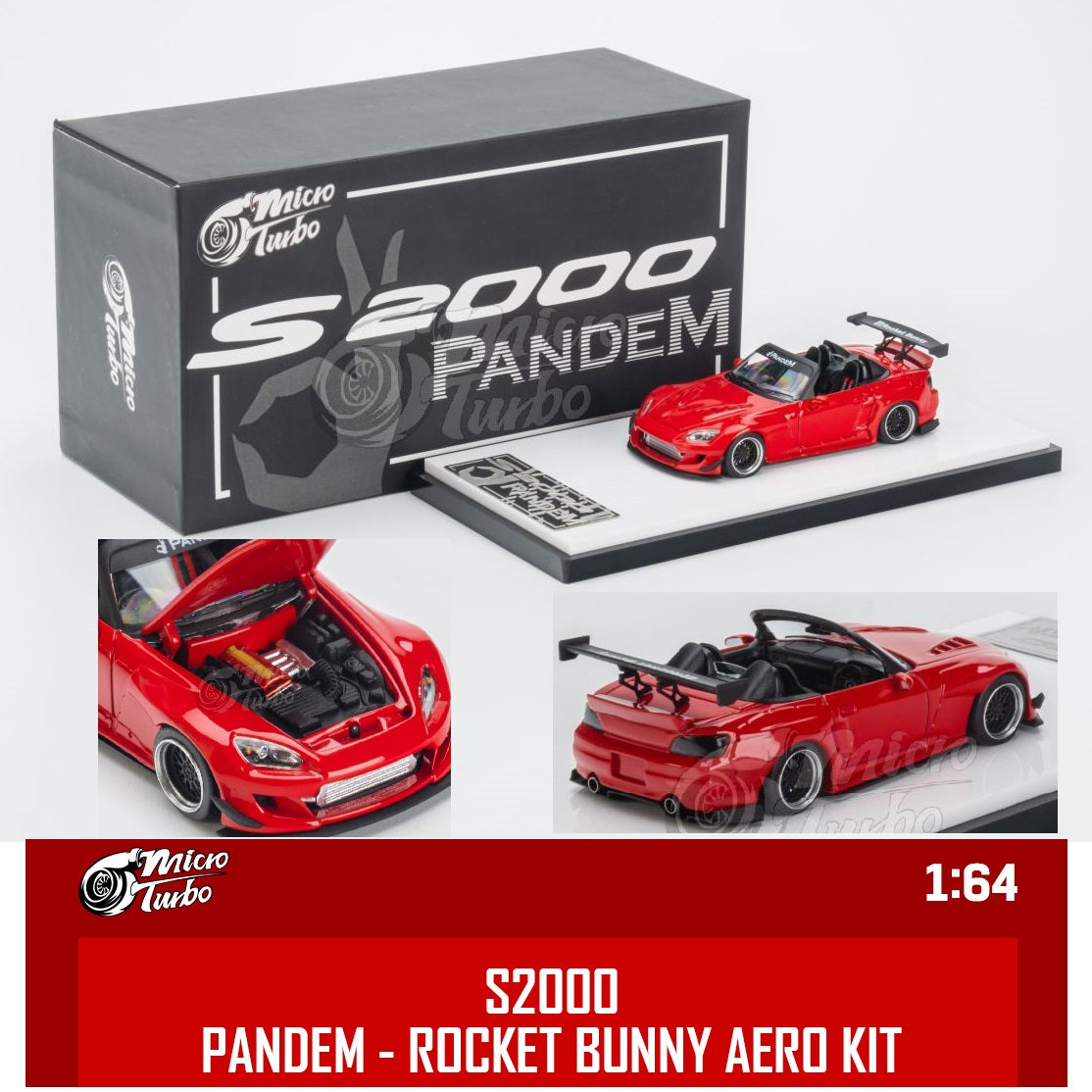 PREORDER Micro Turbo 1/64 Custom S2000 PANDEM ROCKET BUNNY - RED (Approx.  Release Date : Q1 2024 subject to manufacturer's final decision)