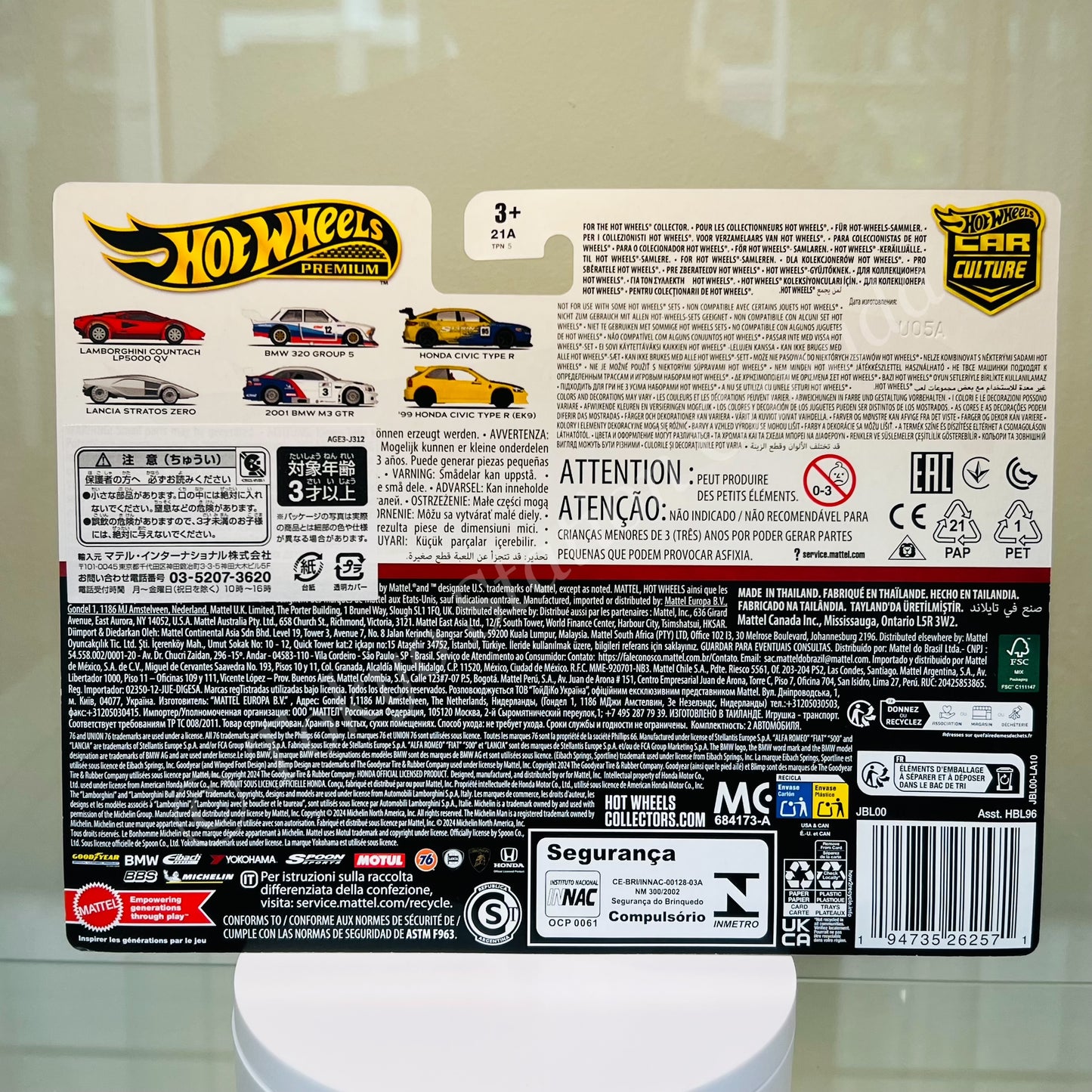 HOTWHEELS PREMIUM CAR CULTURE 99 HONDA CIVIC TYPE R (EK9) and HONDA CIVIC TYPE R JBL00