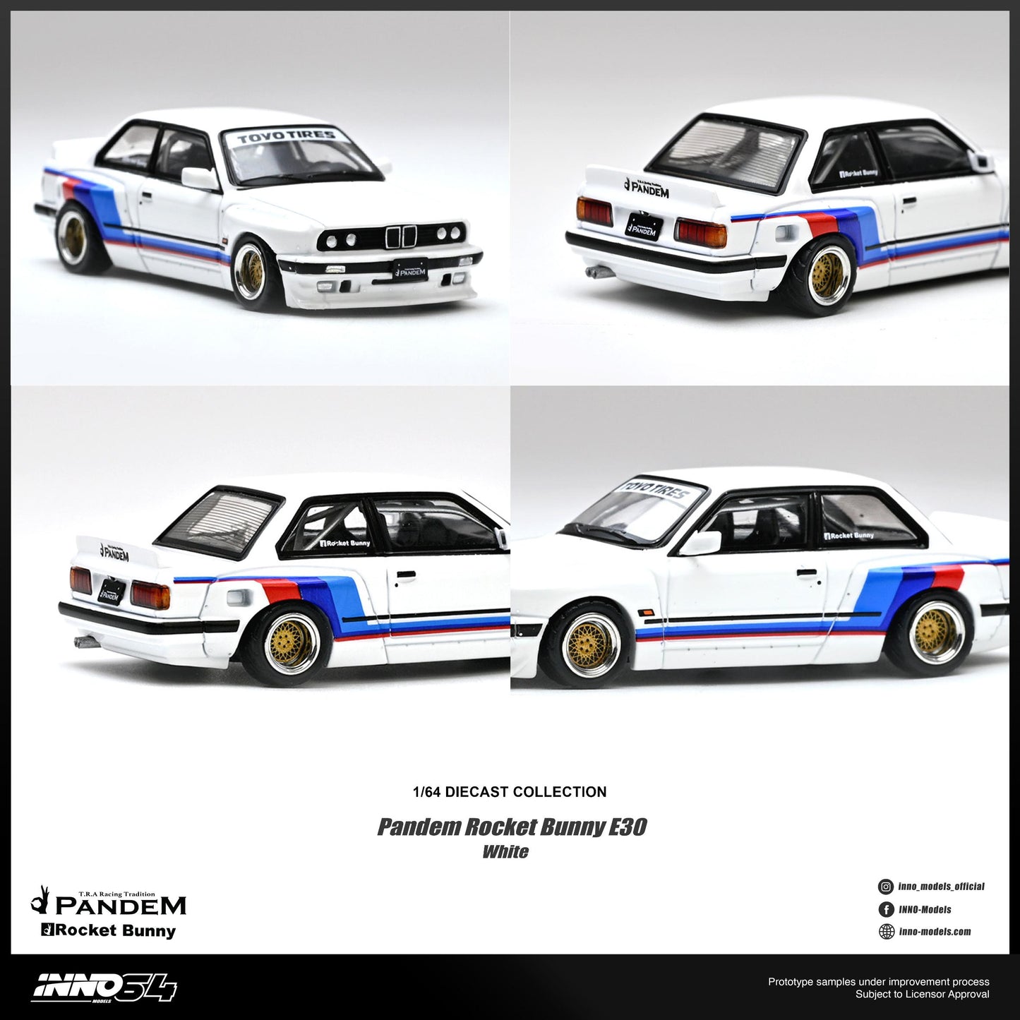 PREORDER INNO64 1/64 PANDEM ROCKET BUNNY E30 White IN64-E30P-WHI (Approx. Release Date : Q1 2027 subject to the manufacturer's final decision)
