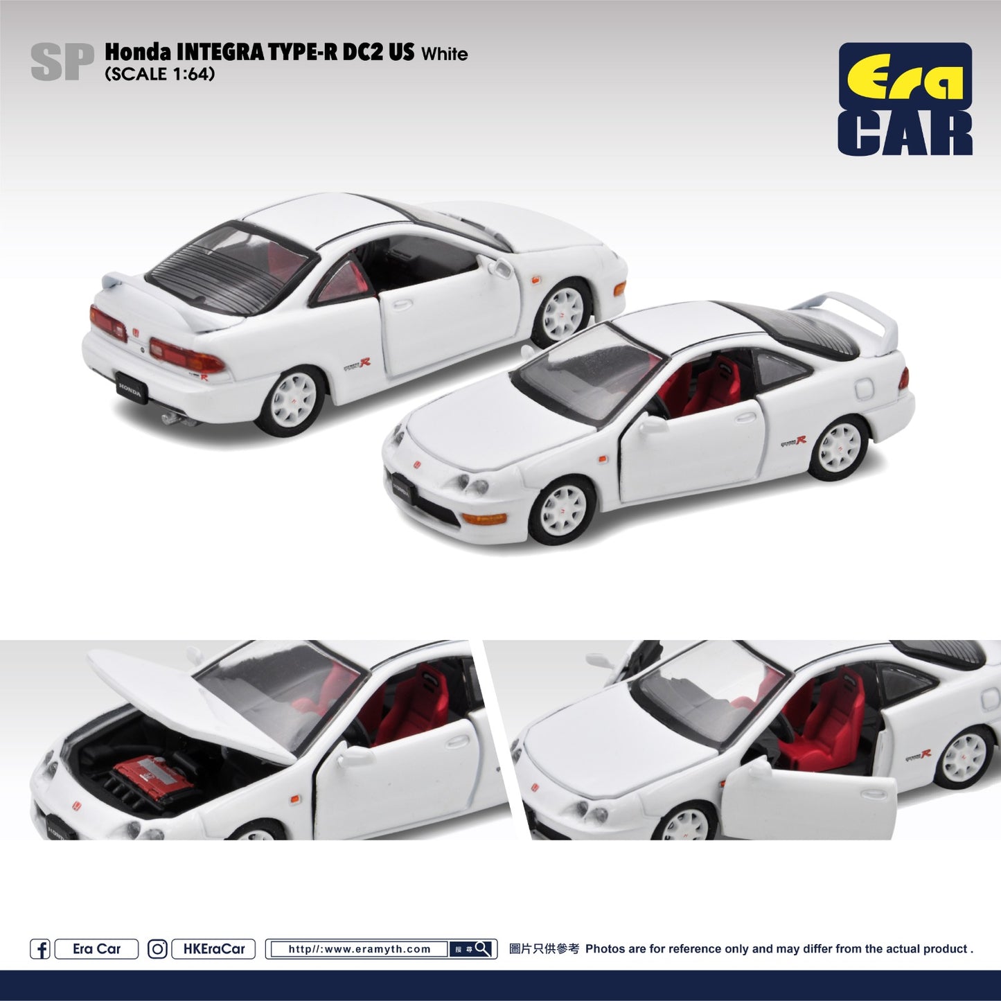 ERA CAR 1/64 SP Honda Interga Type R DC2 US White 4897099933182